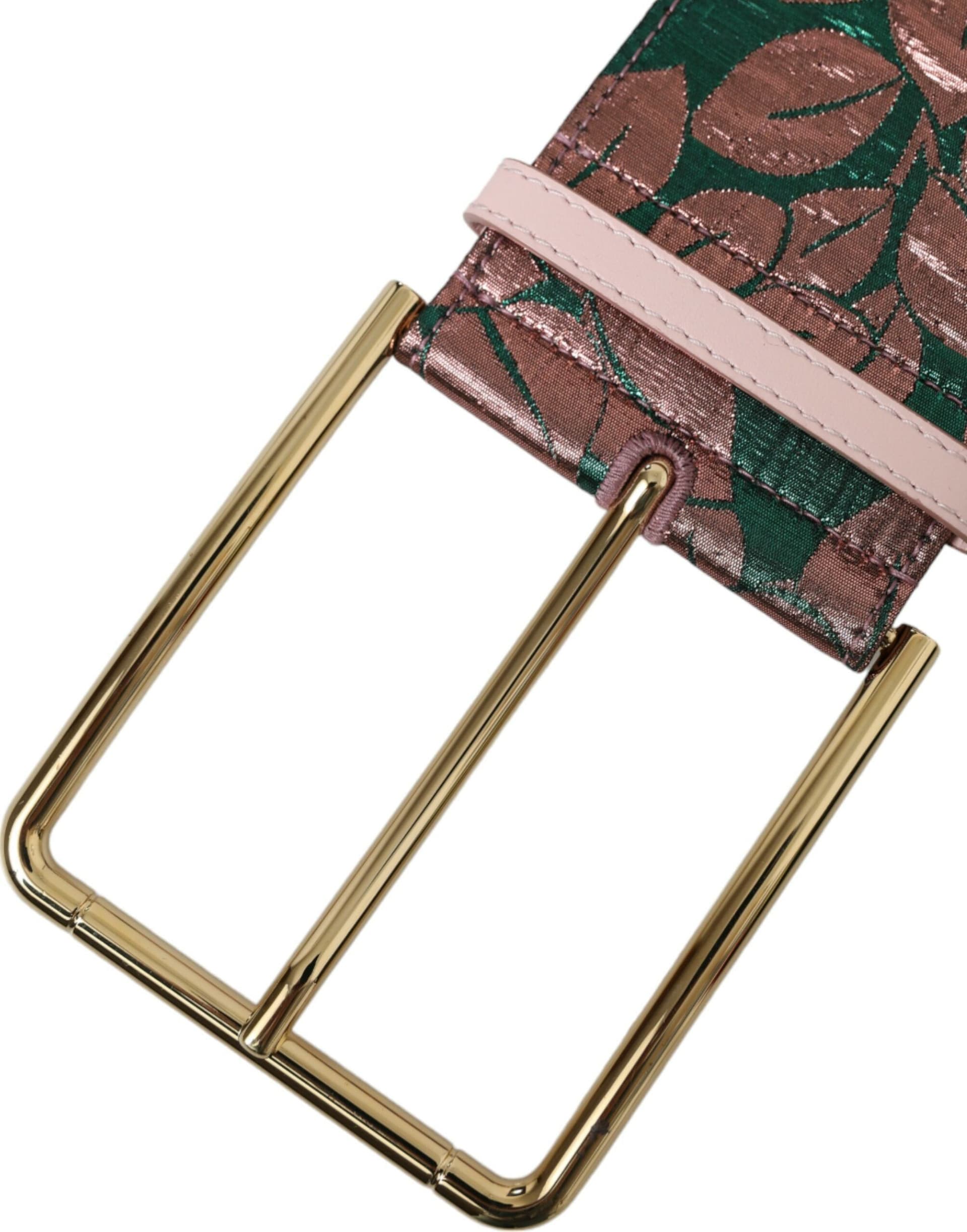 Dolce & Gabbana Multicolor Floral Jacquard Lurex Gold Buckle Belt - 5