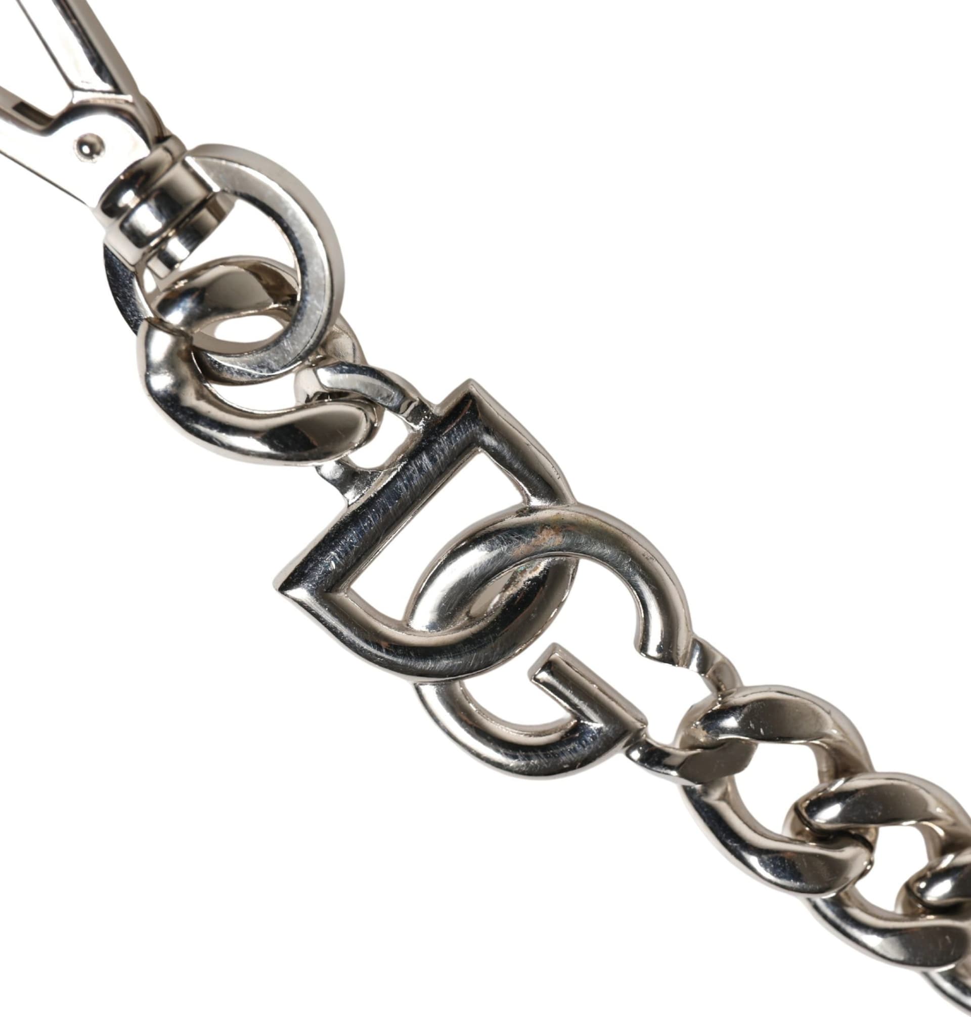 Dolce & Gabbana Black Leather Silver Chain Bag Accessory Shoulder Strap - 3