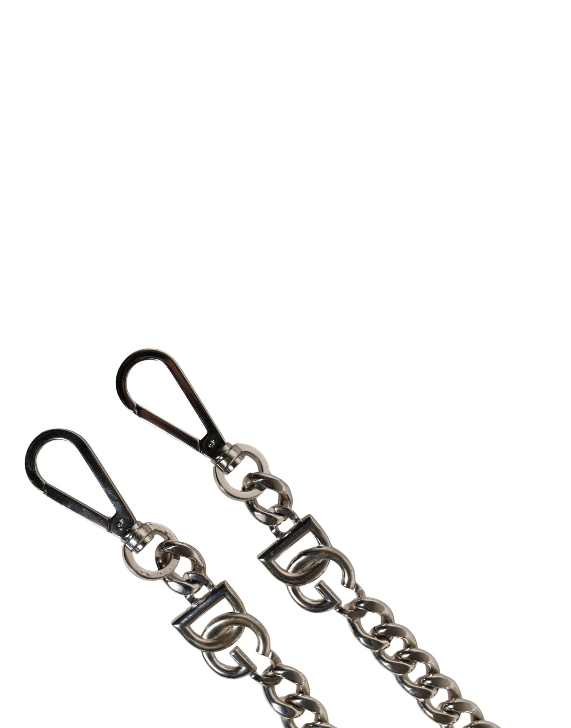 Dolce & Gabbana Black Leather Silver Chain Bag Accessory Shoulder Strap - 6