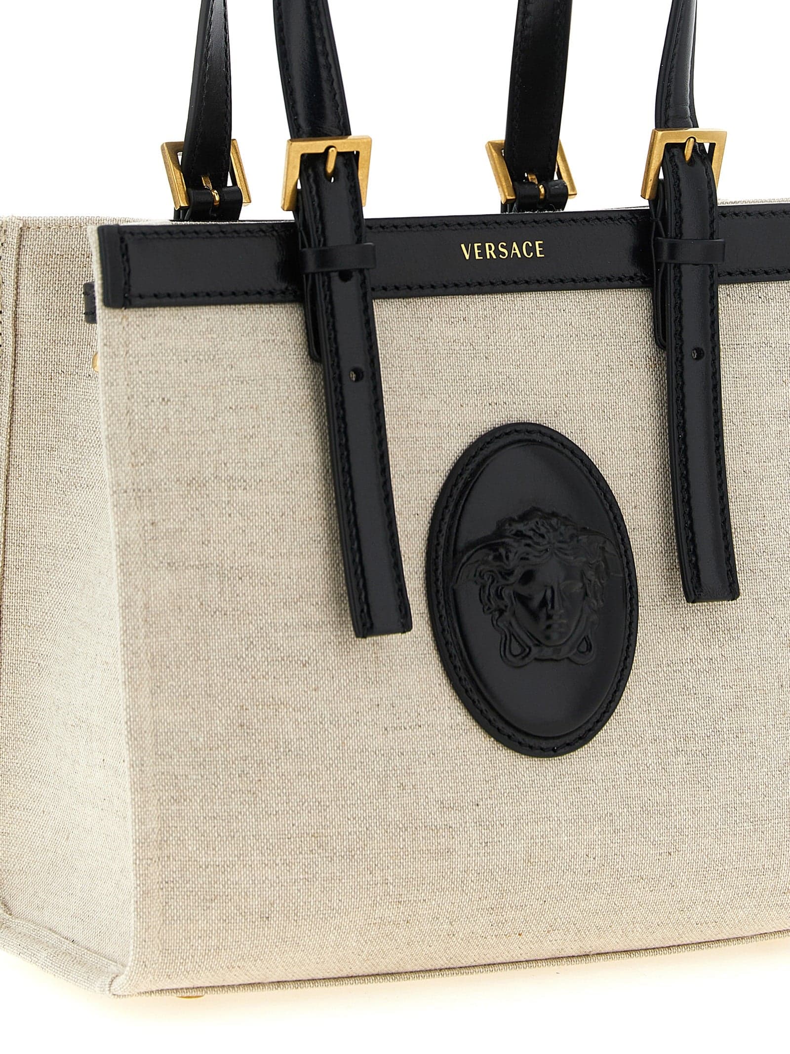 Versace Beige Linen Tote Bag - 3