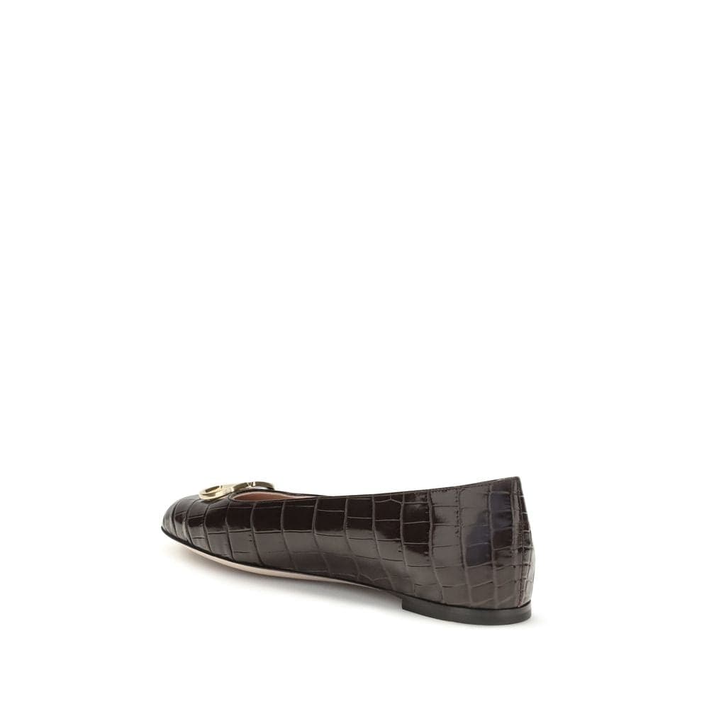 Valentino Garavani Brown Calf Leather Bos Taurus Ballet Flats - 3