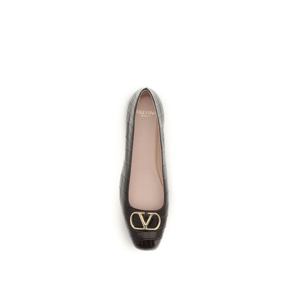 Valentino Garavani Brown Calf Leather Bos Taurus Ballet Flats - 4
