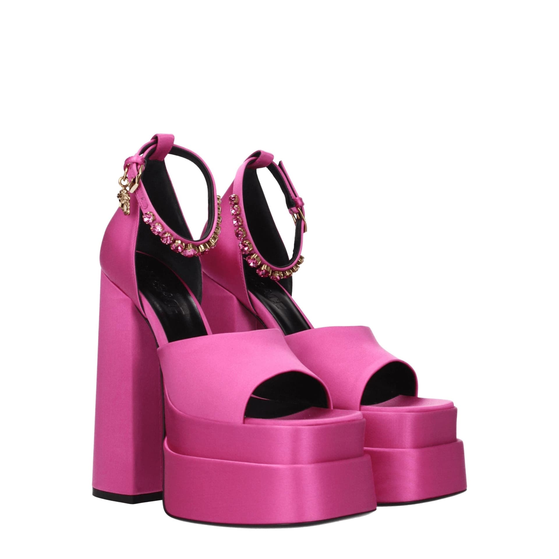 Versace Pink Satin Platform Sandals - 2