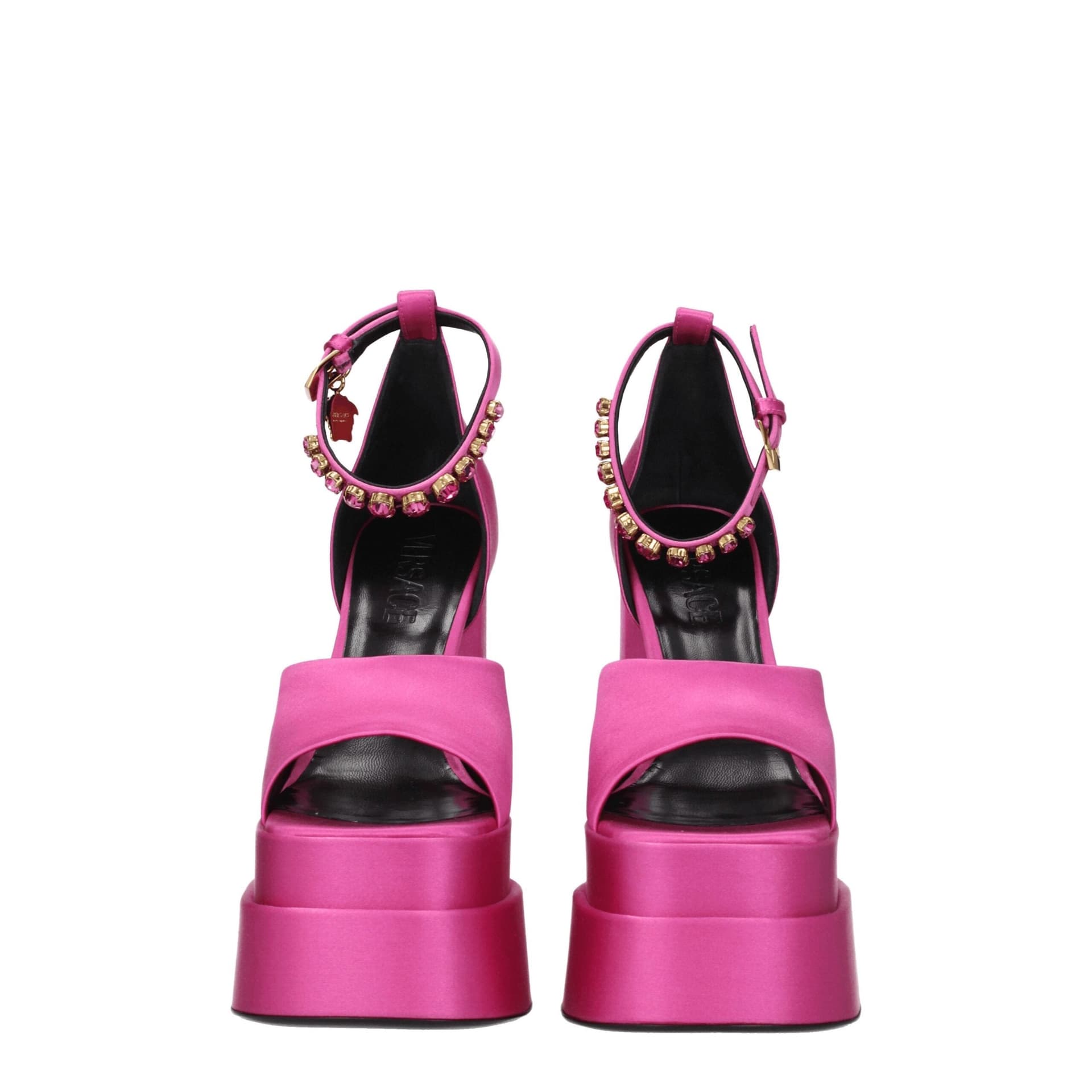 Versace Pink Satin Platform Sandals - 3