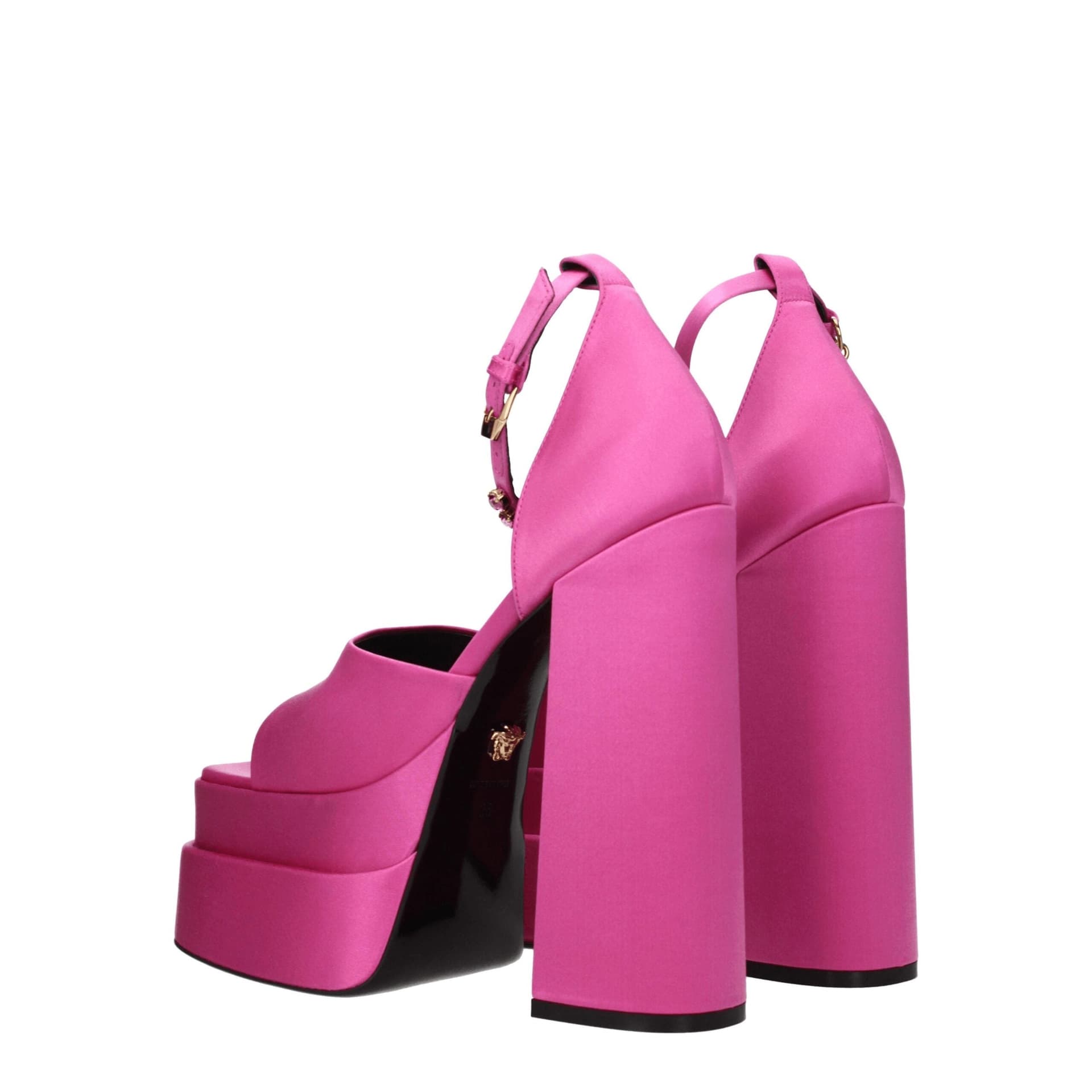 Versace Pink Satin Platform Sandals - 4