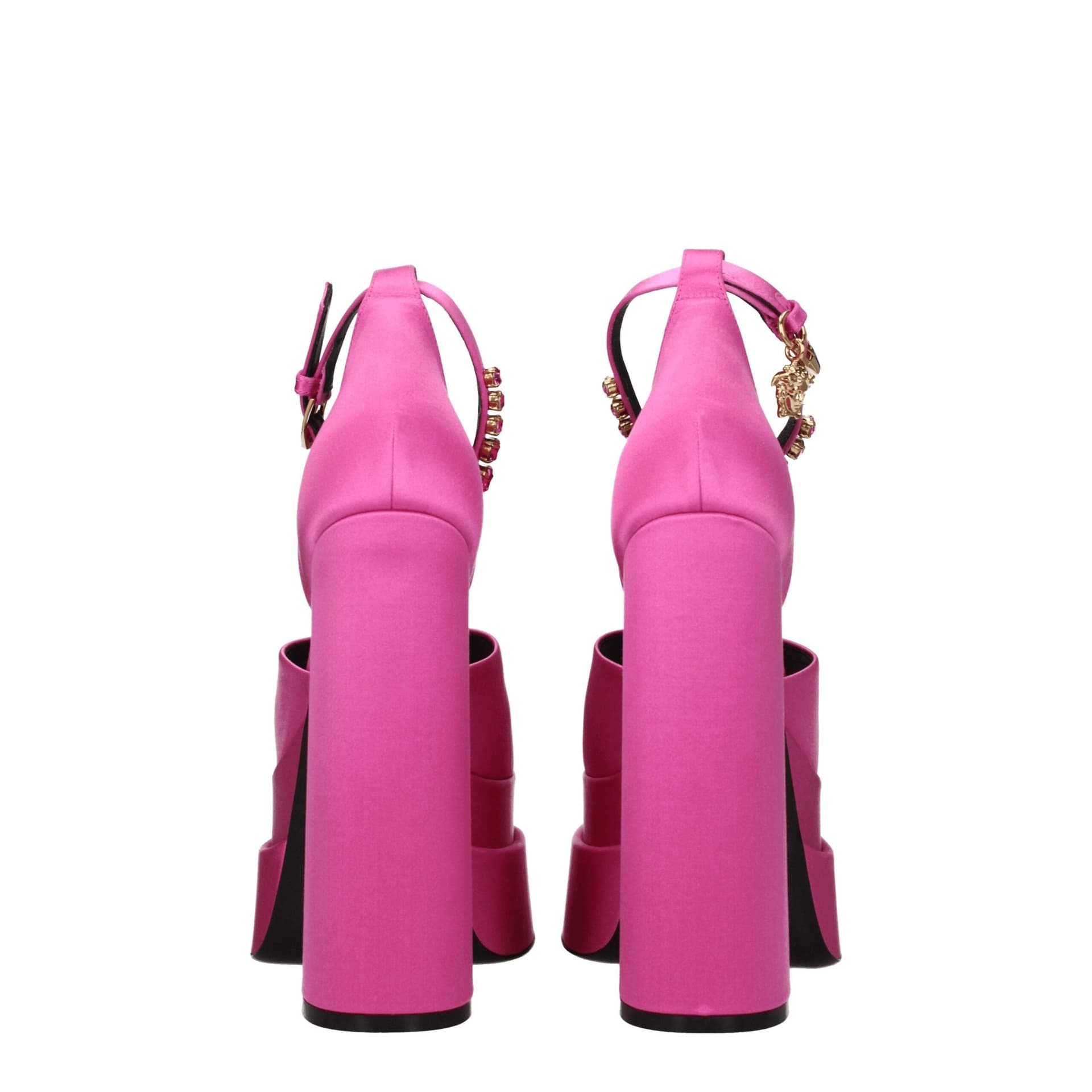 Versace Pink Satin Platform Sandals - 5