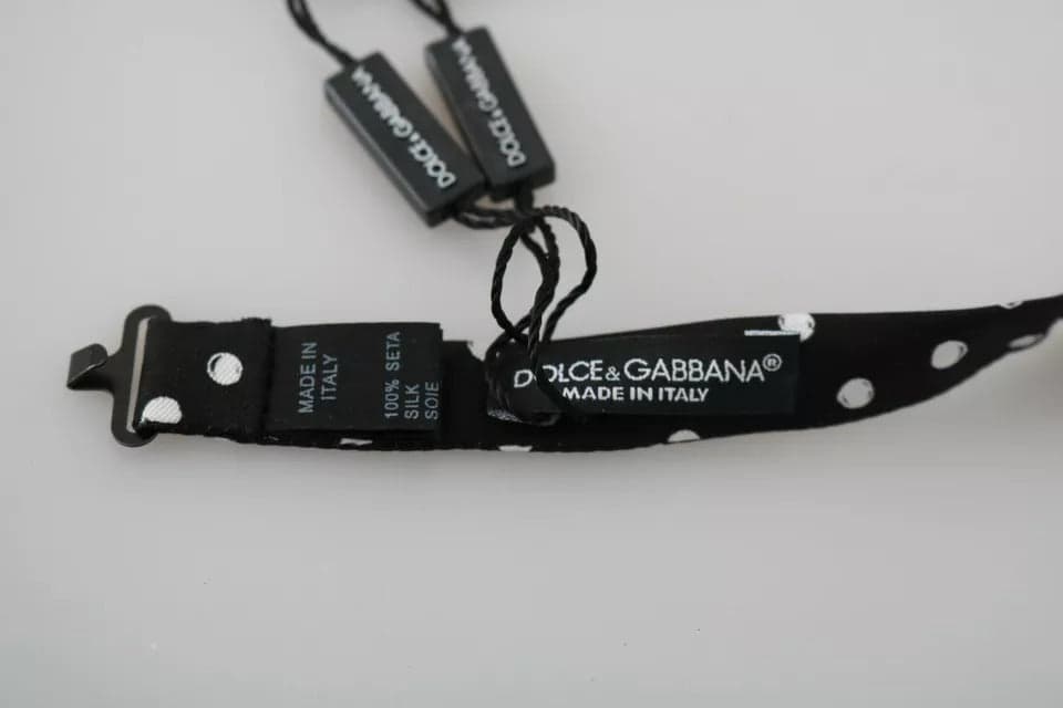 Dolce & Gabbana Black Polka Dots Adjustable Neck Bow Tie - 4