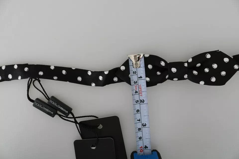 Dolce & Gabbana Black Polka Dots Adjustable Neck Bow Tie - 5