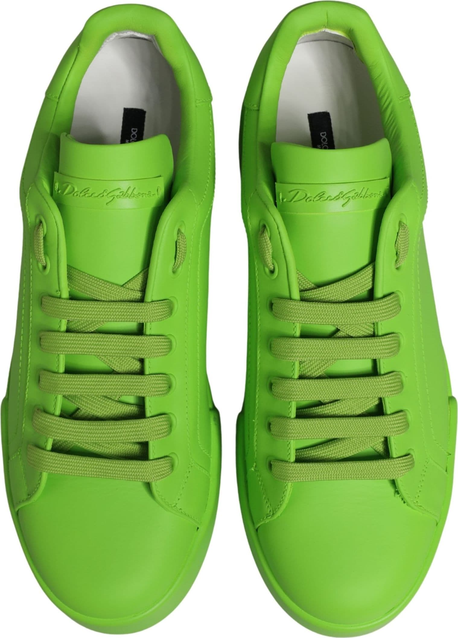Dolce & Gabbana Green Leather Portofino Low Top Sneakers Shoes - 4