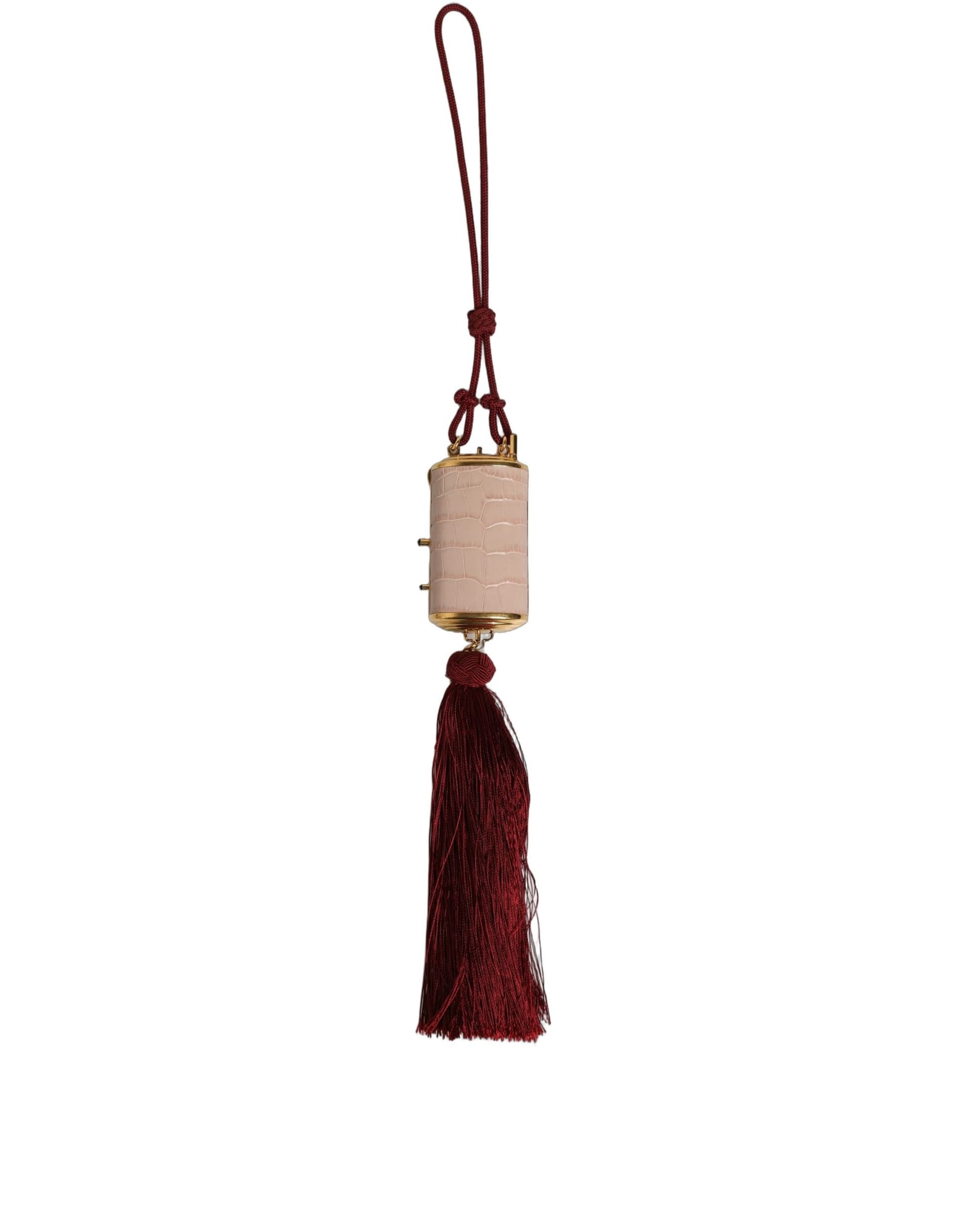 Dolce & Gabbana Pink Exotic Leather Mini Mirror Tassel Makeup Bag - 3