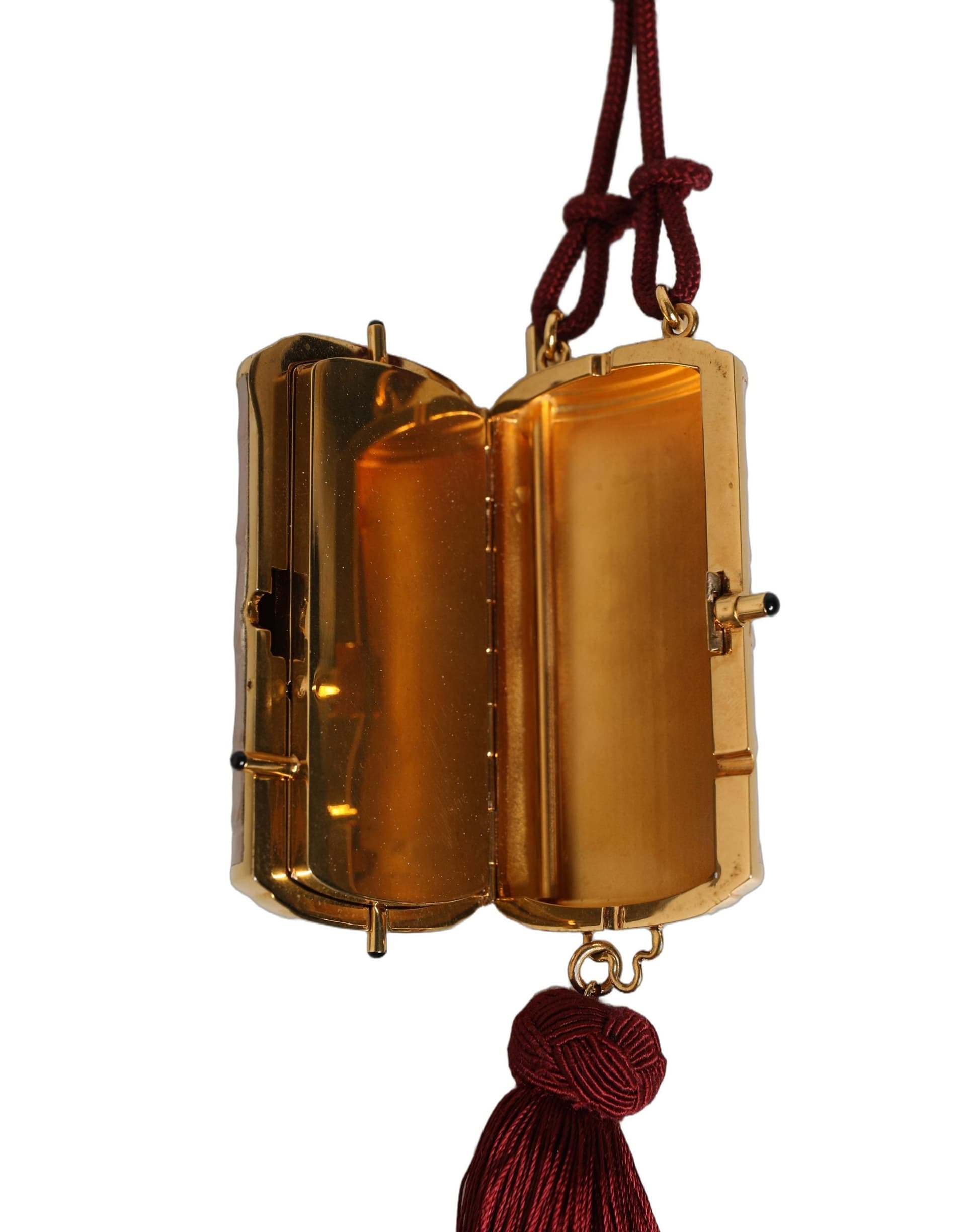 Dolce & Gabbana Pink Exotic Leather Mini Mirror Tassel Makeup Bag - 5