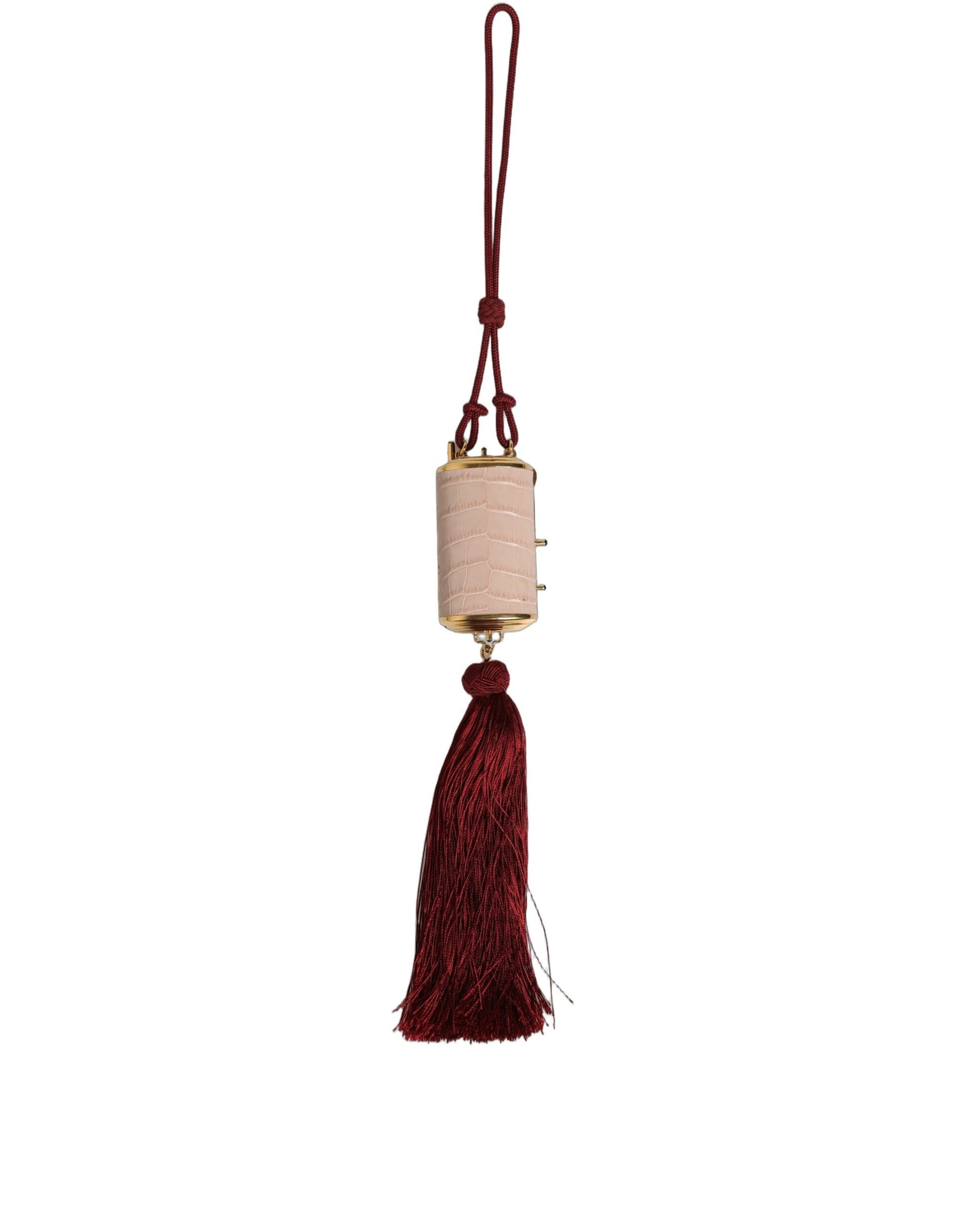 Dolce & Gabbana Pink Exotic Leather Mini Mirror Tassel Makeup Bag - 7