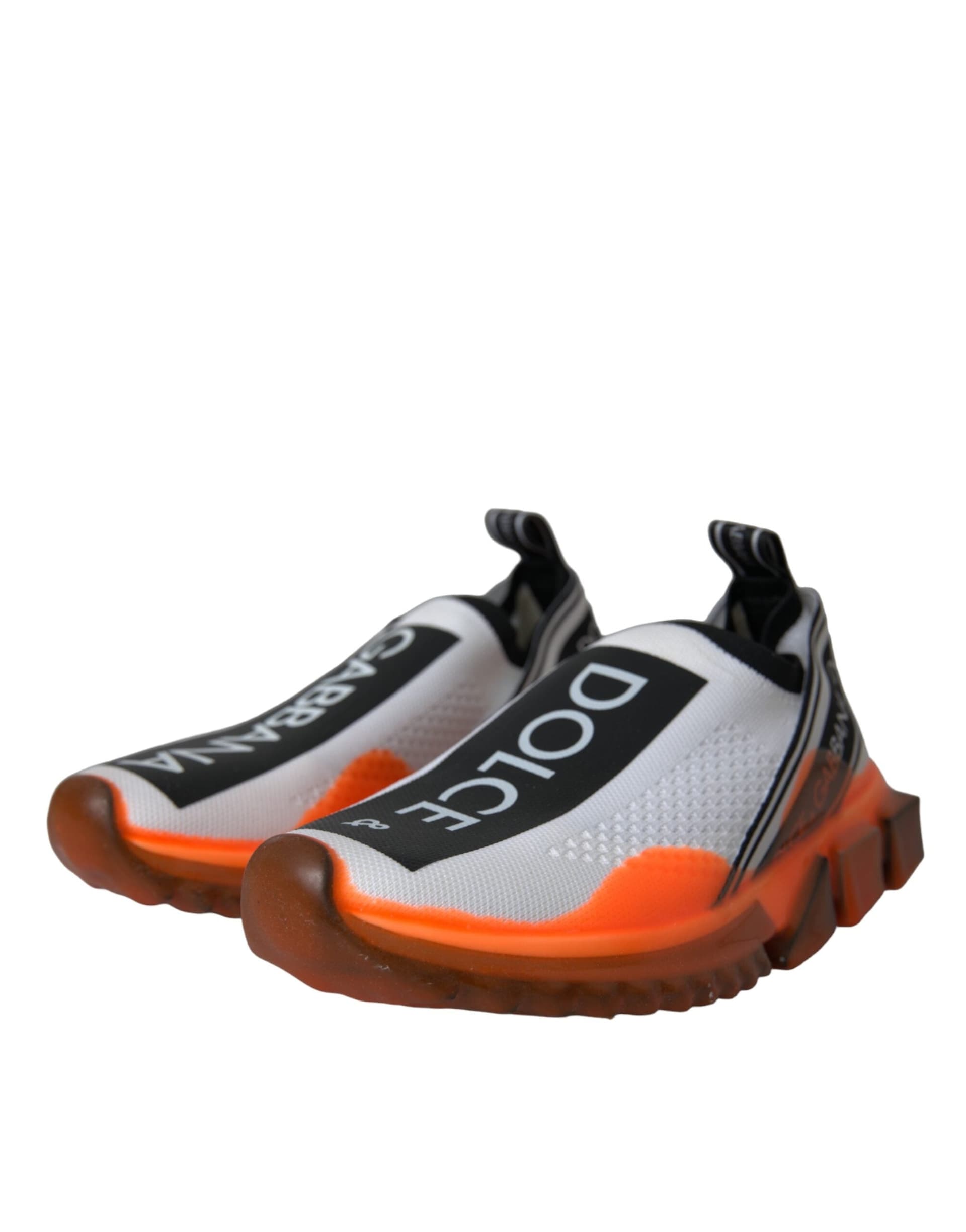 Dolce & Gabbana Black White Orange Slip On Sorrento Sneakers Shoes - 2