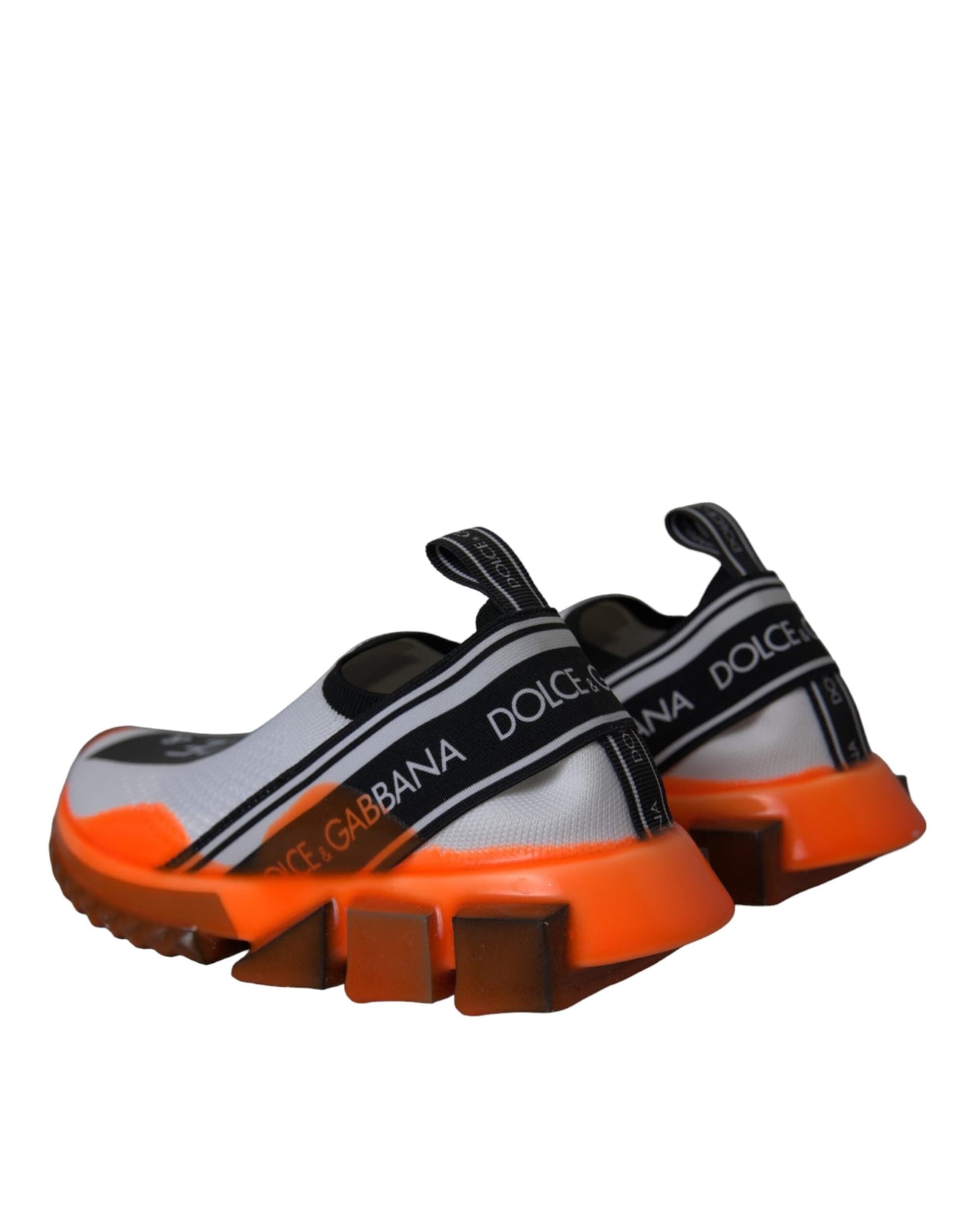 Dolce & Gabbana Black White Orange Slip On Sorrento Sneakers Shoes - 3