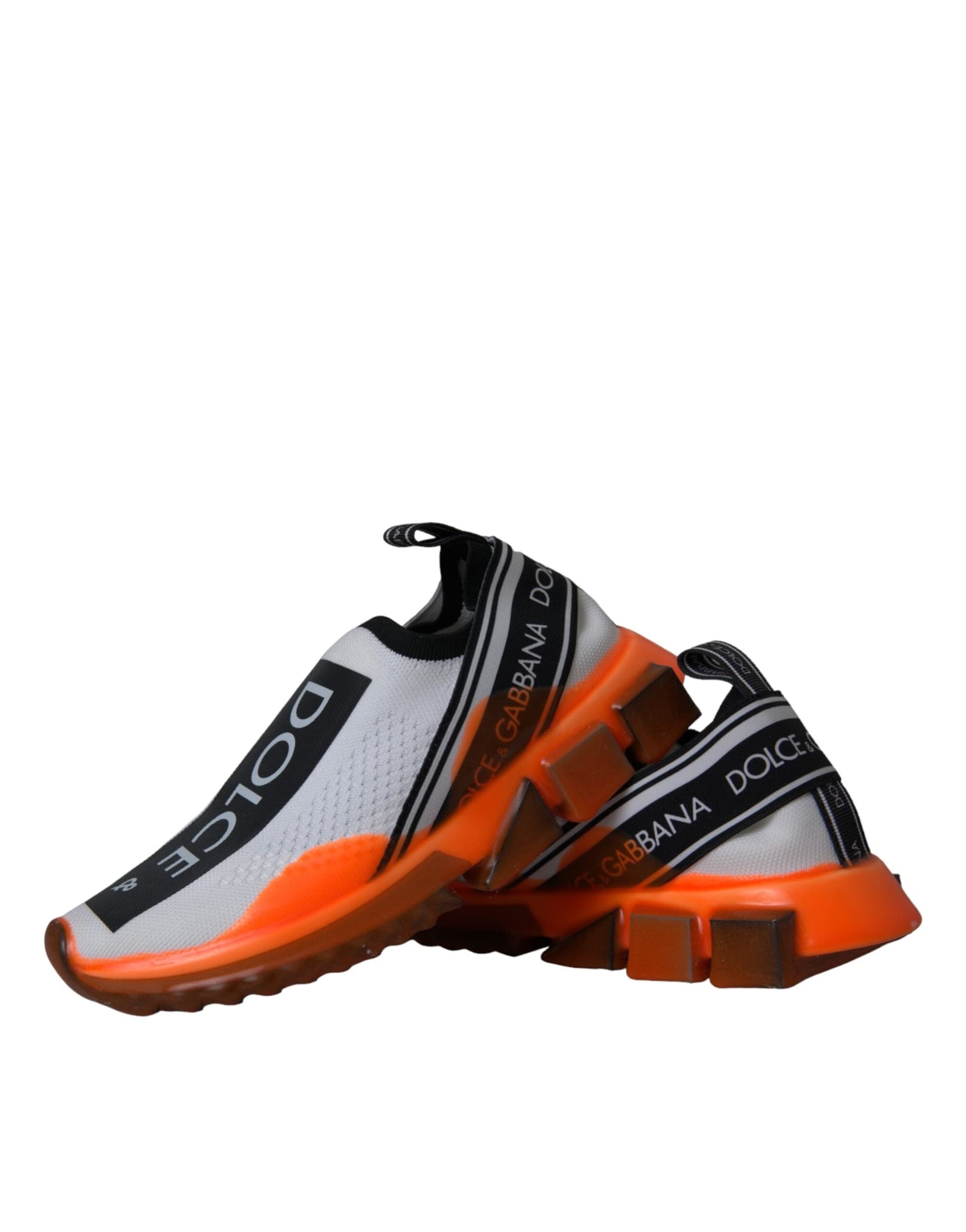 Dolce & Gabbana Black White Orange Slip On Sorrento Sneakers Shoes - 7