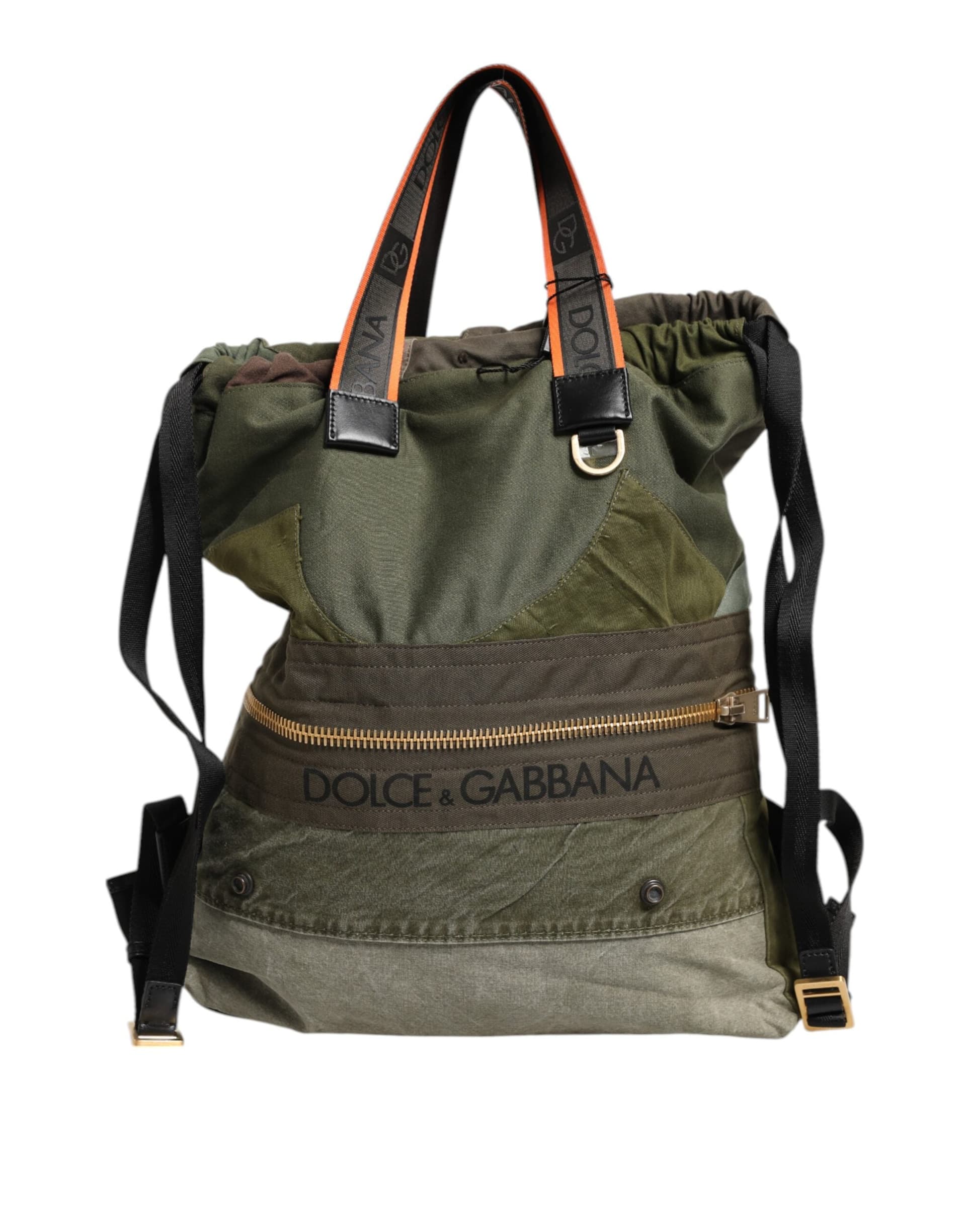 Dolce & Gabbana Military Green Patchwork Rucksack Backpack Bag - 2