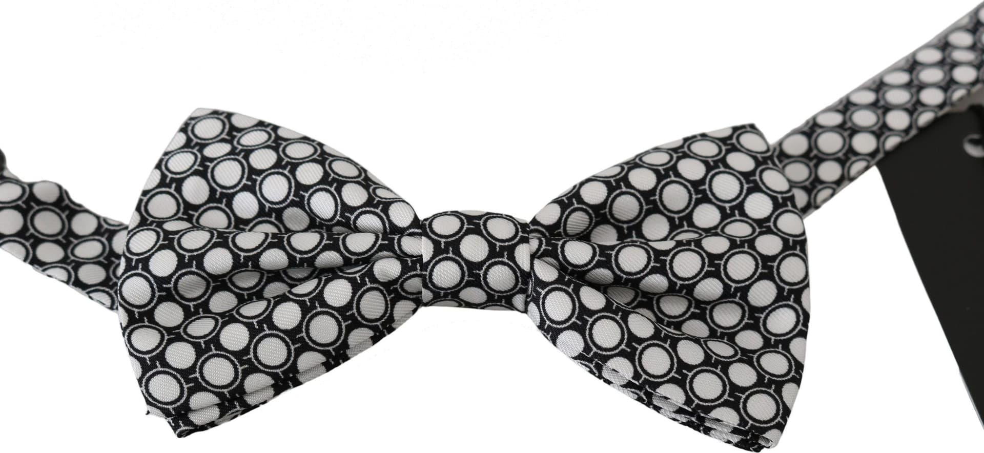 Dolce & Gabbana Men Black White Circles Adjustable Neck Papillon Bow Tie - 2