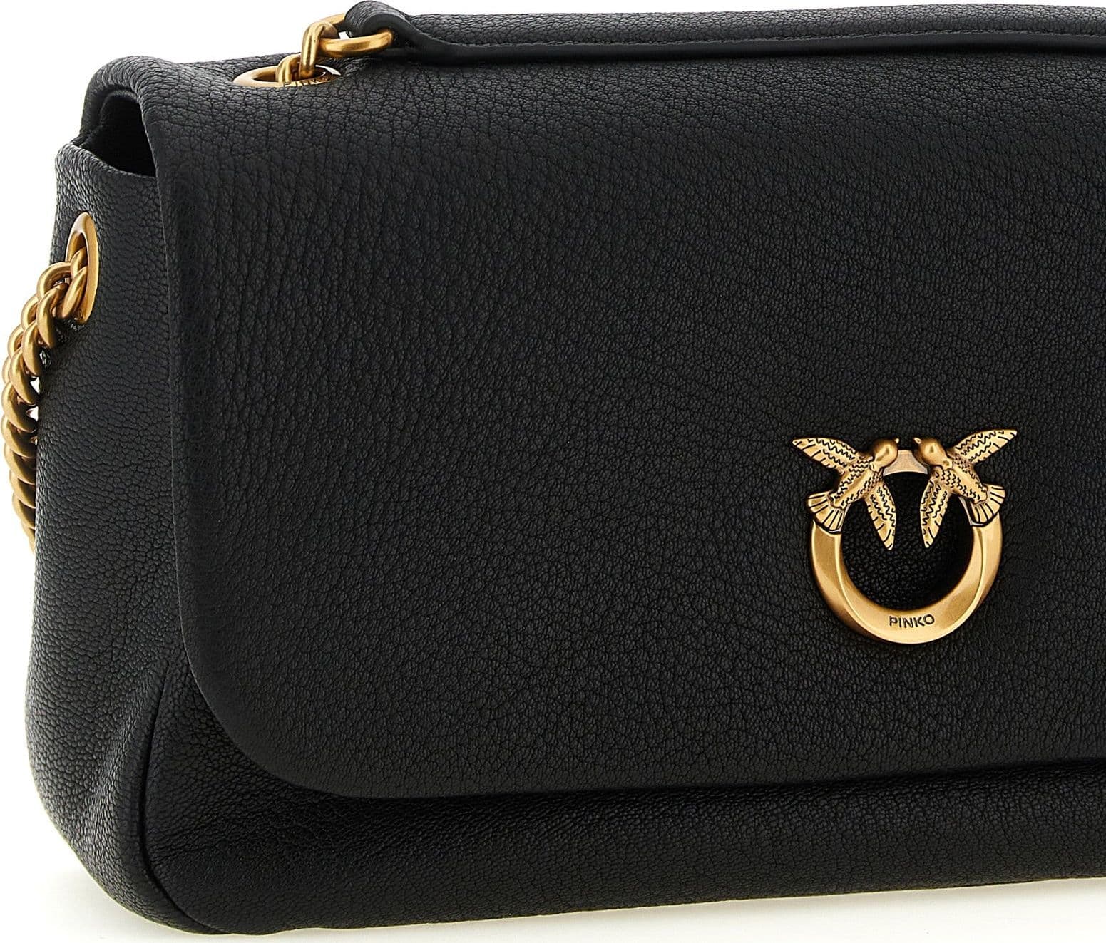 PINKO Black Lamb Leather Shoulder Bag - 3