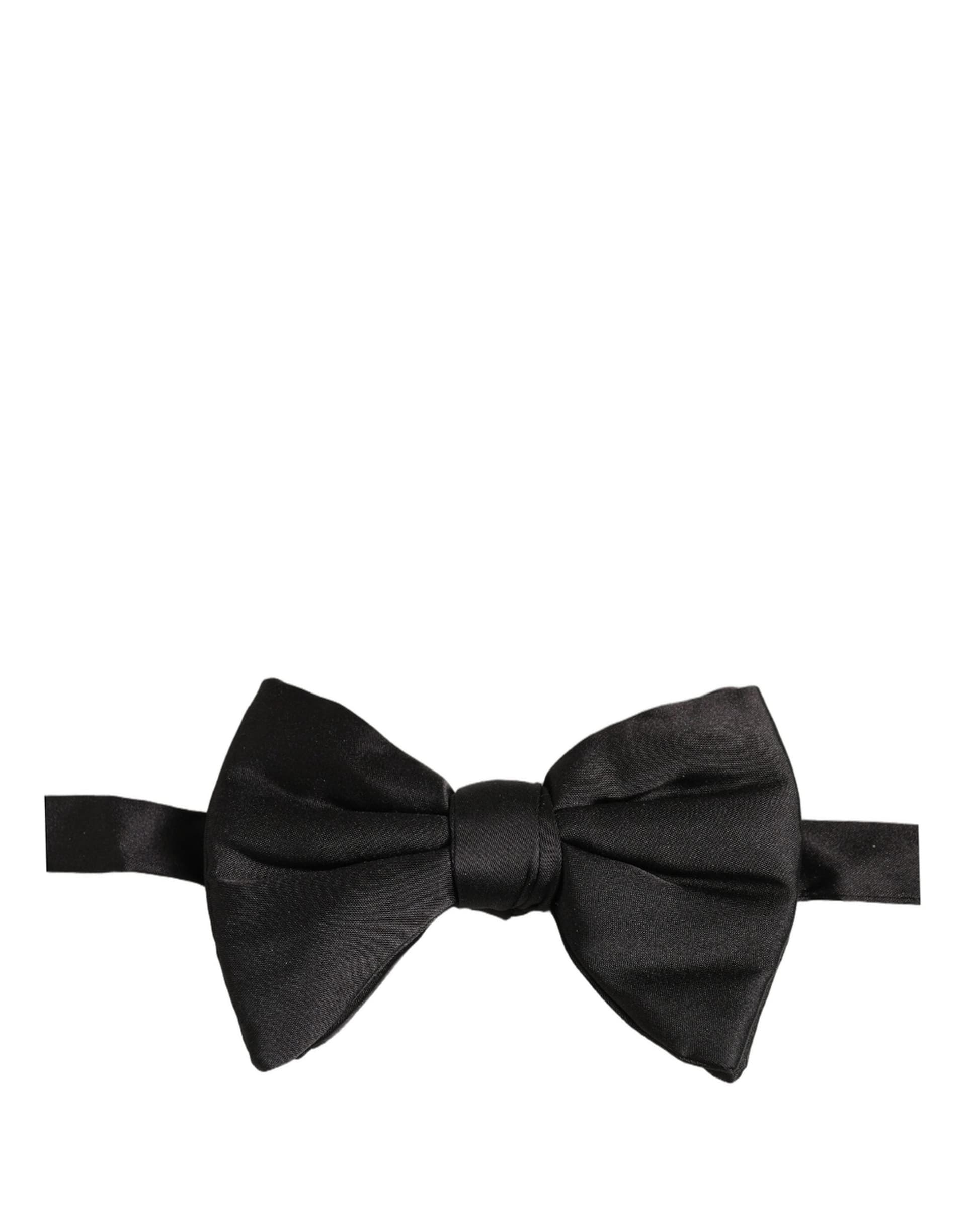 Dolce & Gabbana Men Black 100% Silk Adjustable Neck Papillon Bow Tie - 2