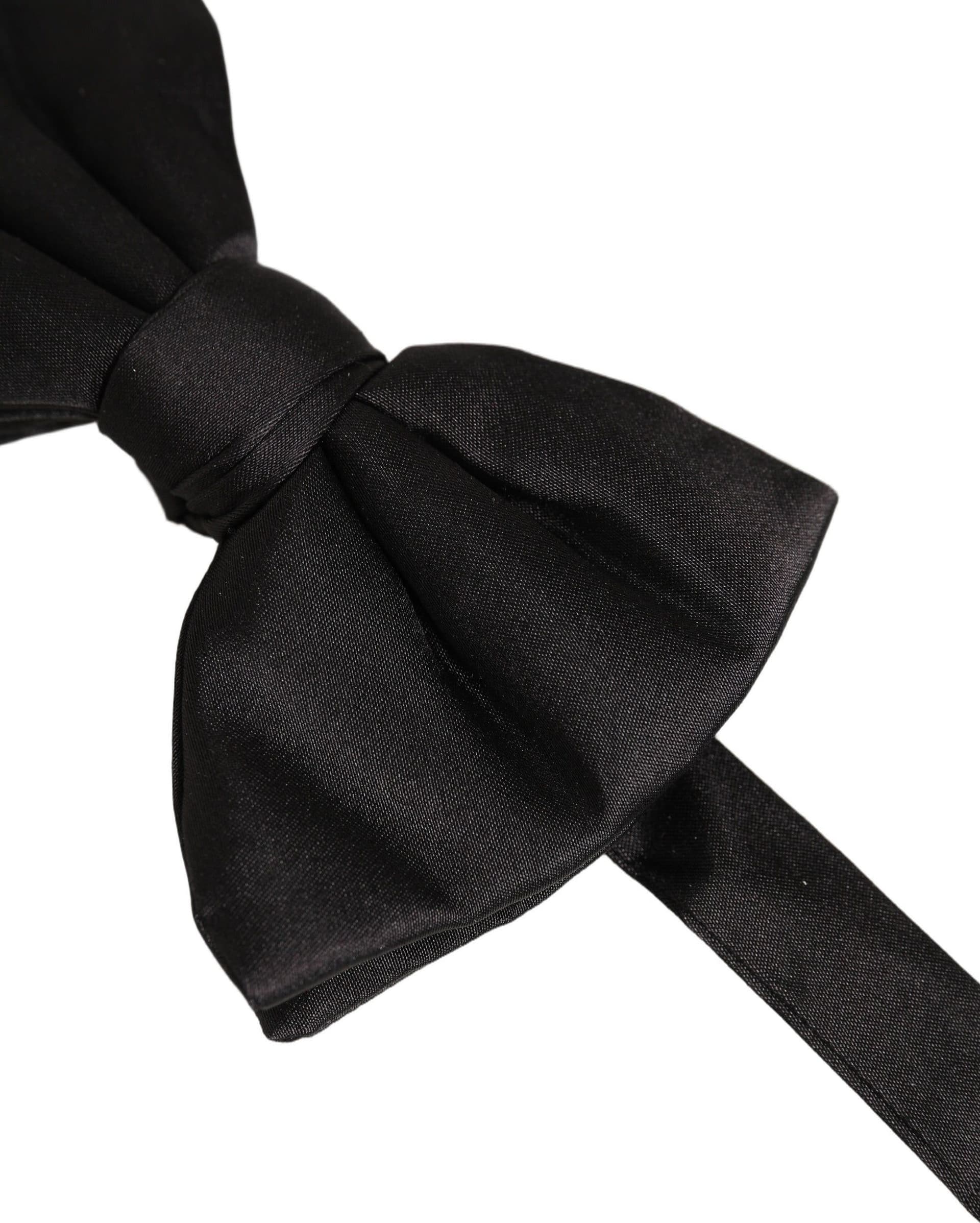 Dolce & Gabbana Men Black 100% Silk Adjustable Neck Papillon Bow Tie - 4