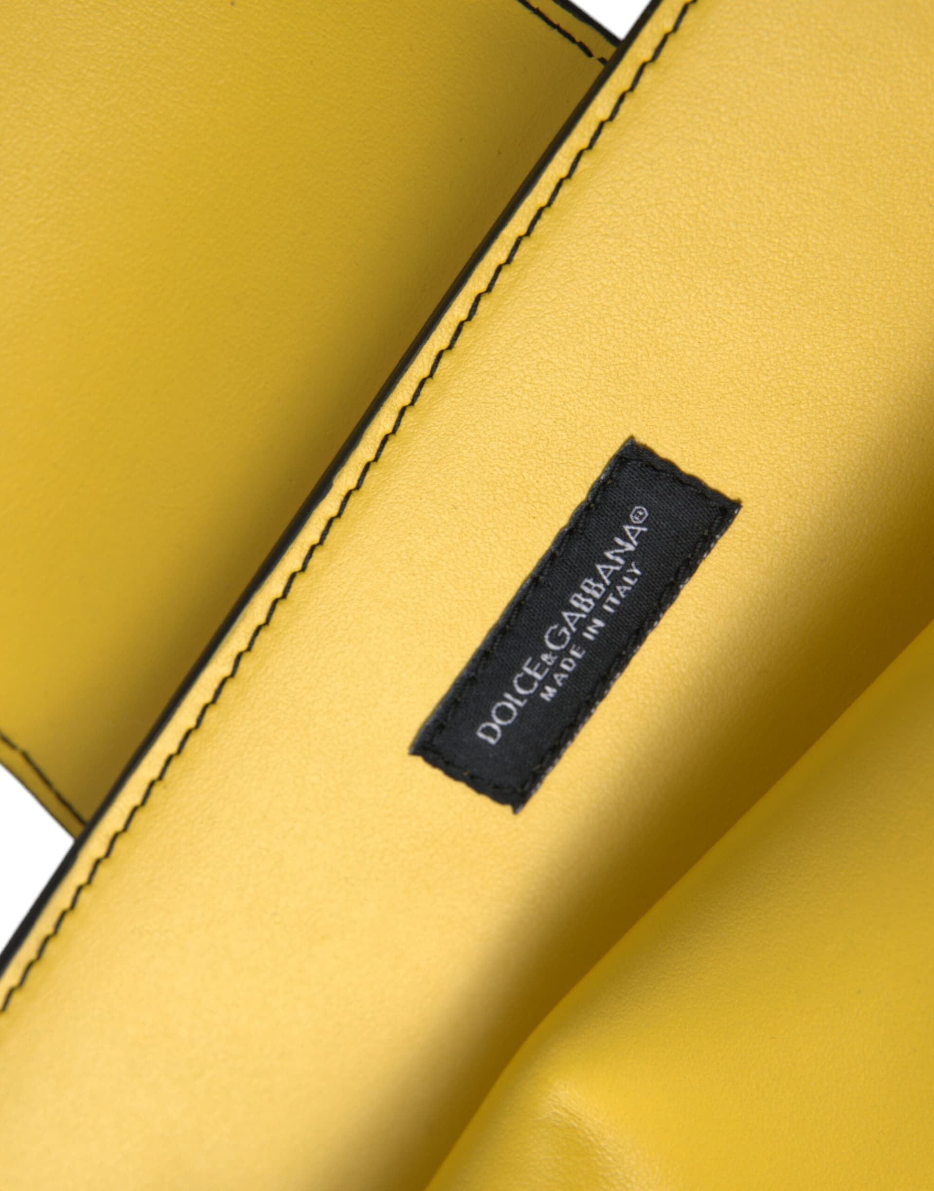 Dolce & Gabbana Yellow Smooth Leather DG Logo Clutch Crossbody Case Bag - 5