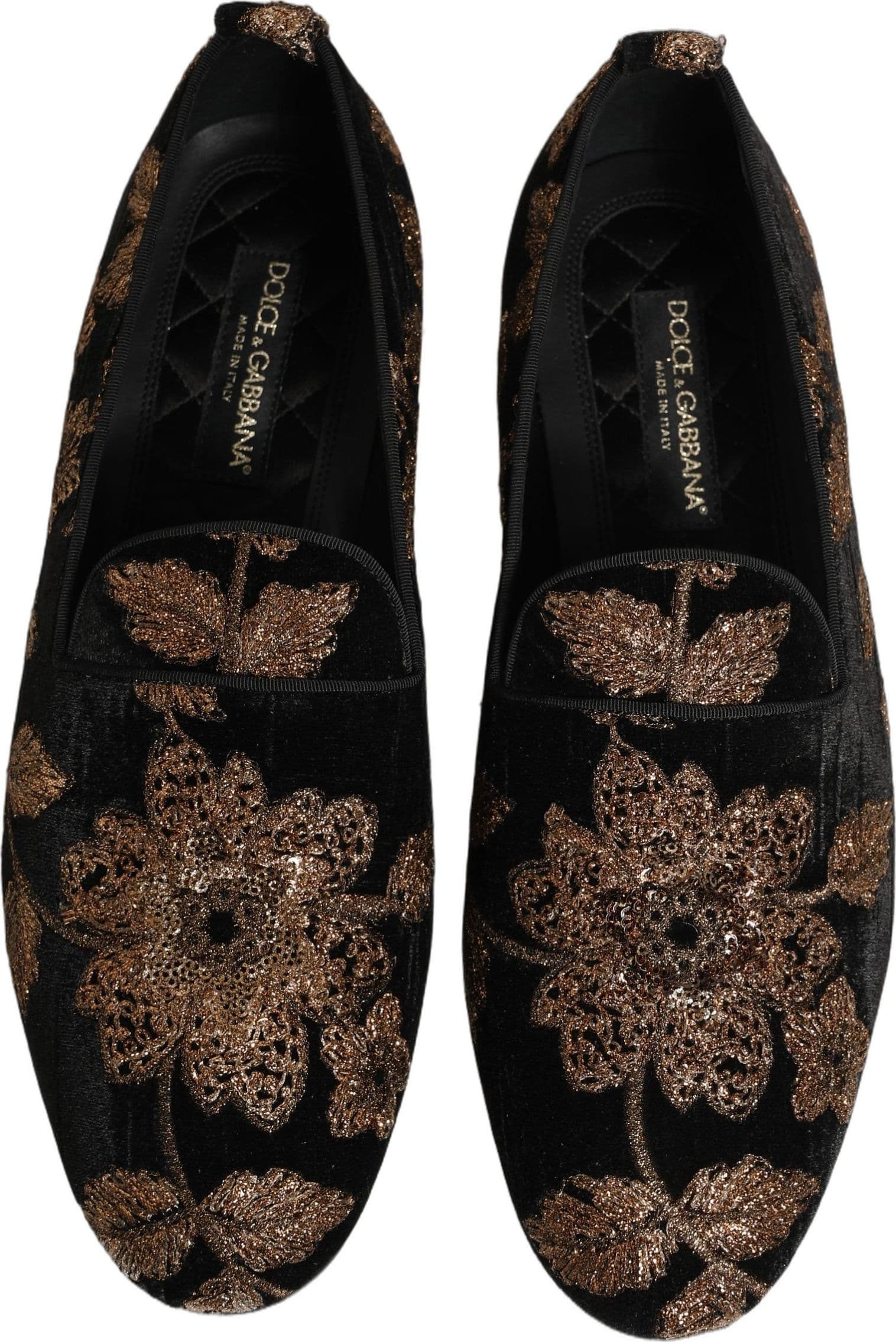 Dolce & Gabbana Black Floral Jacquard Dress Loafers Shoes - 3