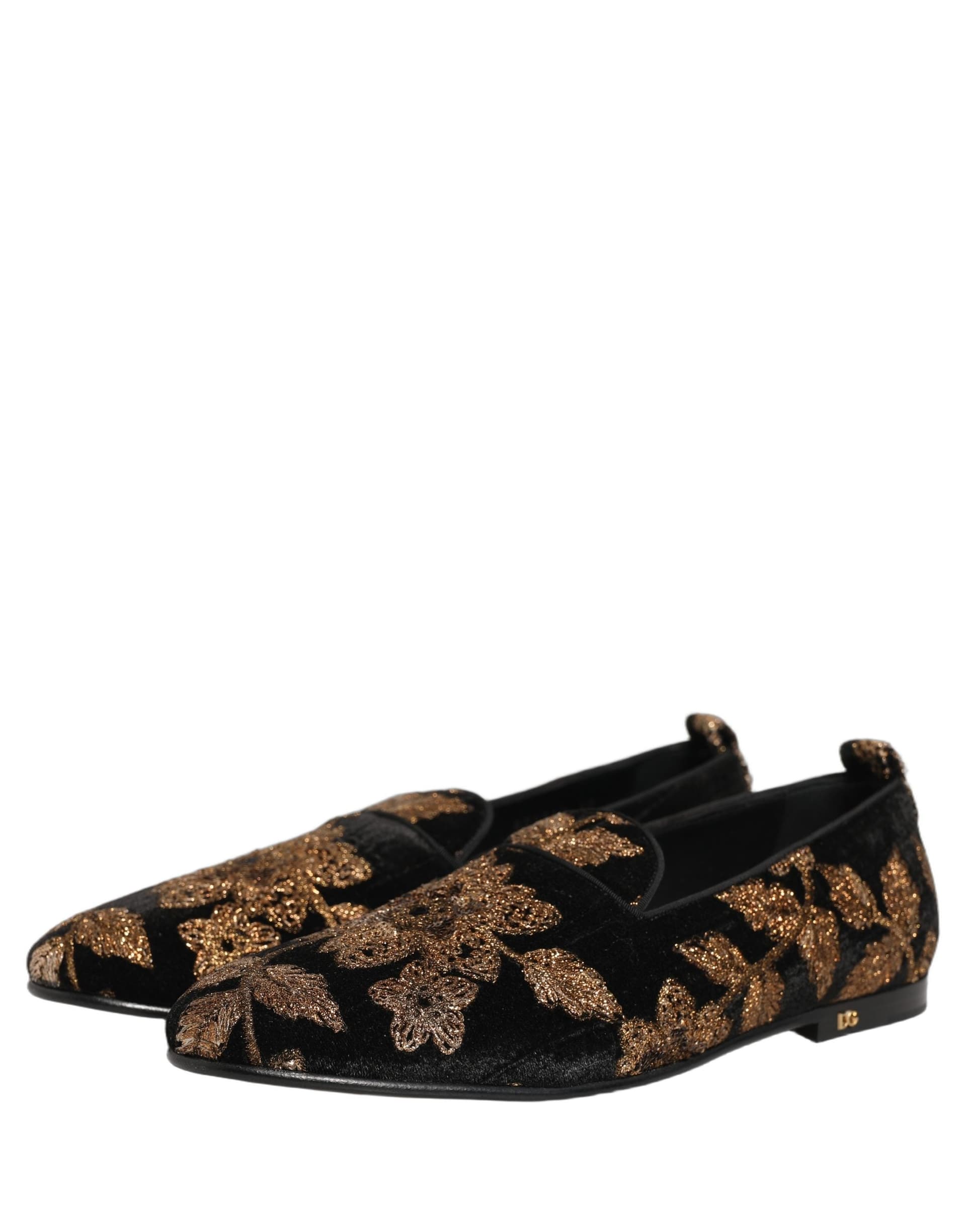Dolce & Gabbana Black Floral Jacquard Dress Loafers Shoes - 4