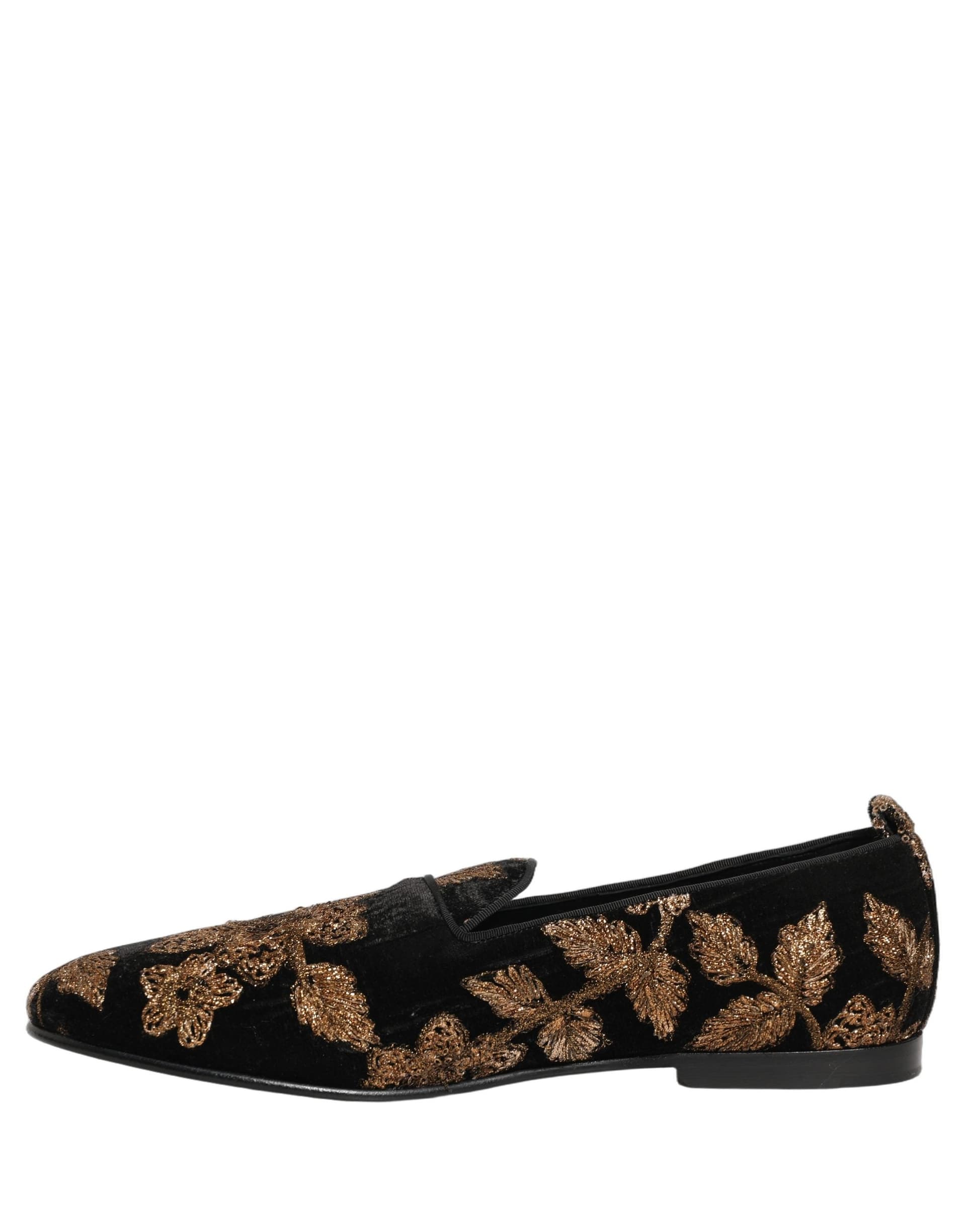 Dolce & Gabbana Black Floral Jacquard Dress Loafers Shoes - 6