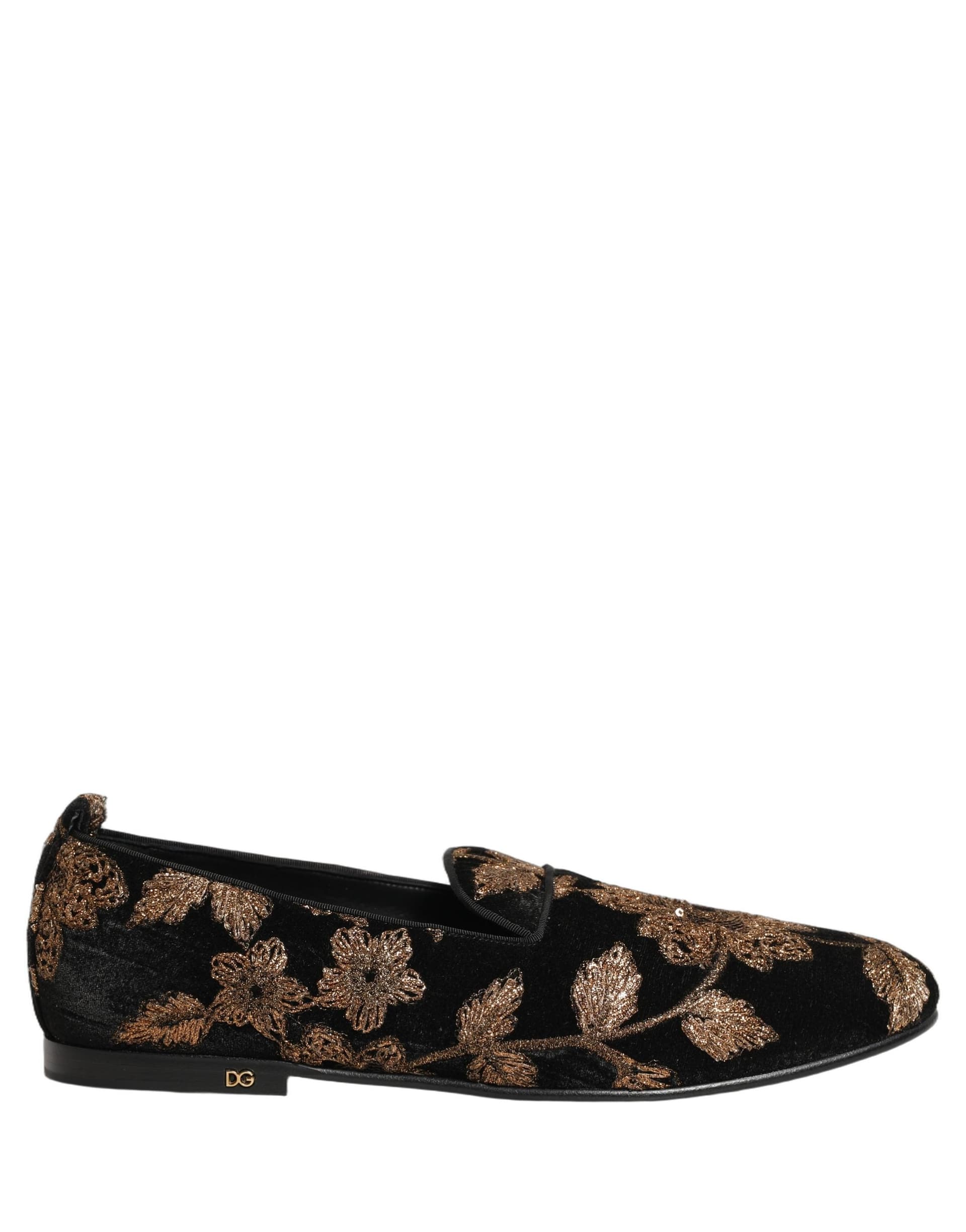 Dolce & Gabbana Black Floral Jacquard Dress Loafers Shoes - 7