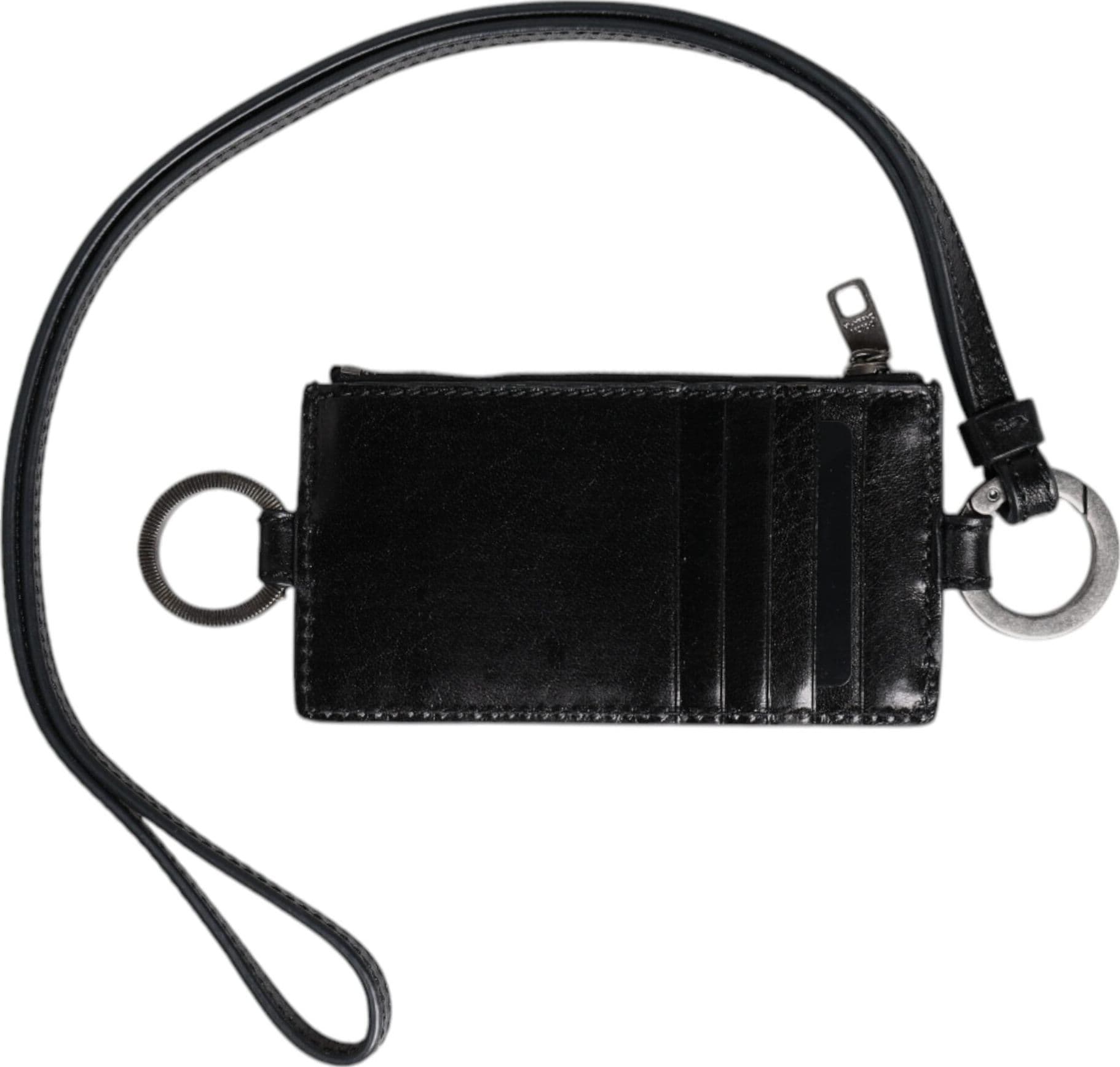 Dolce & Gabbana Black Leather Logo Embossed Lanyard Card Holder Wallet - 2