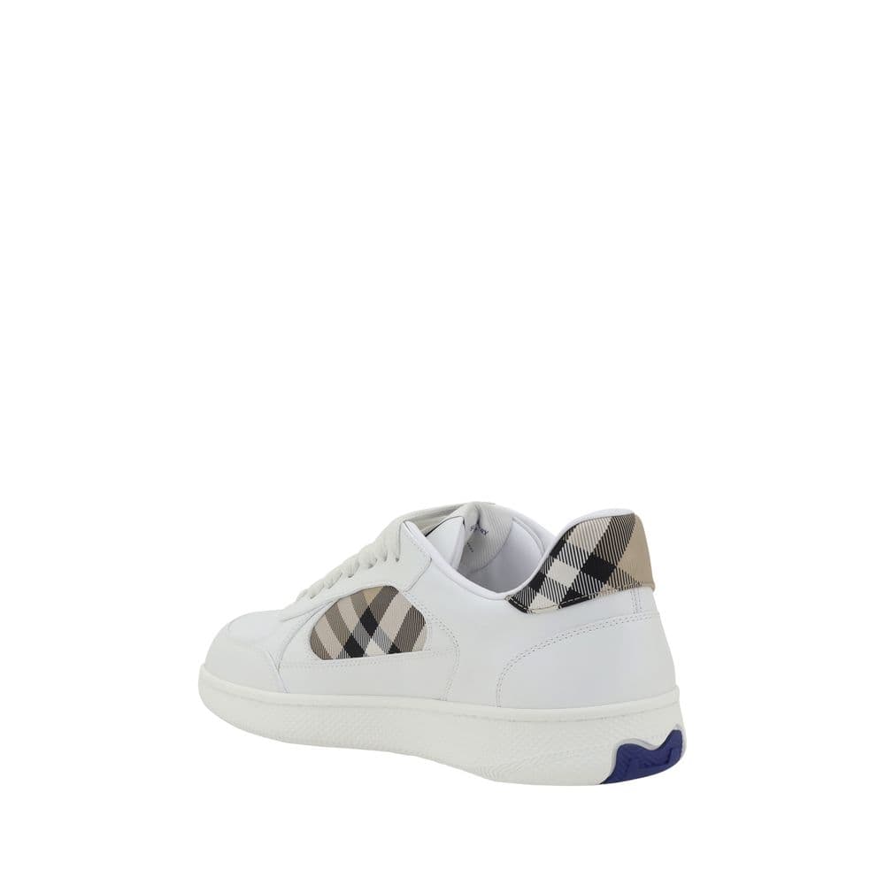 Burberry White Calf Leather Bos Taurus Low Top Sneakers - 3