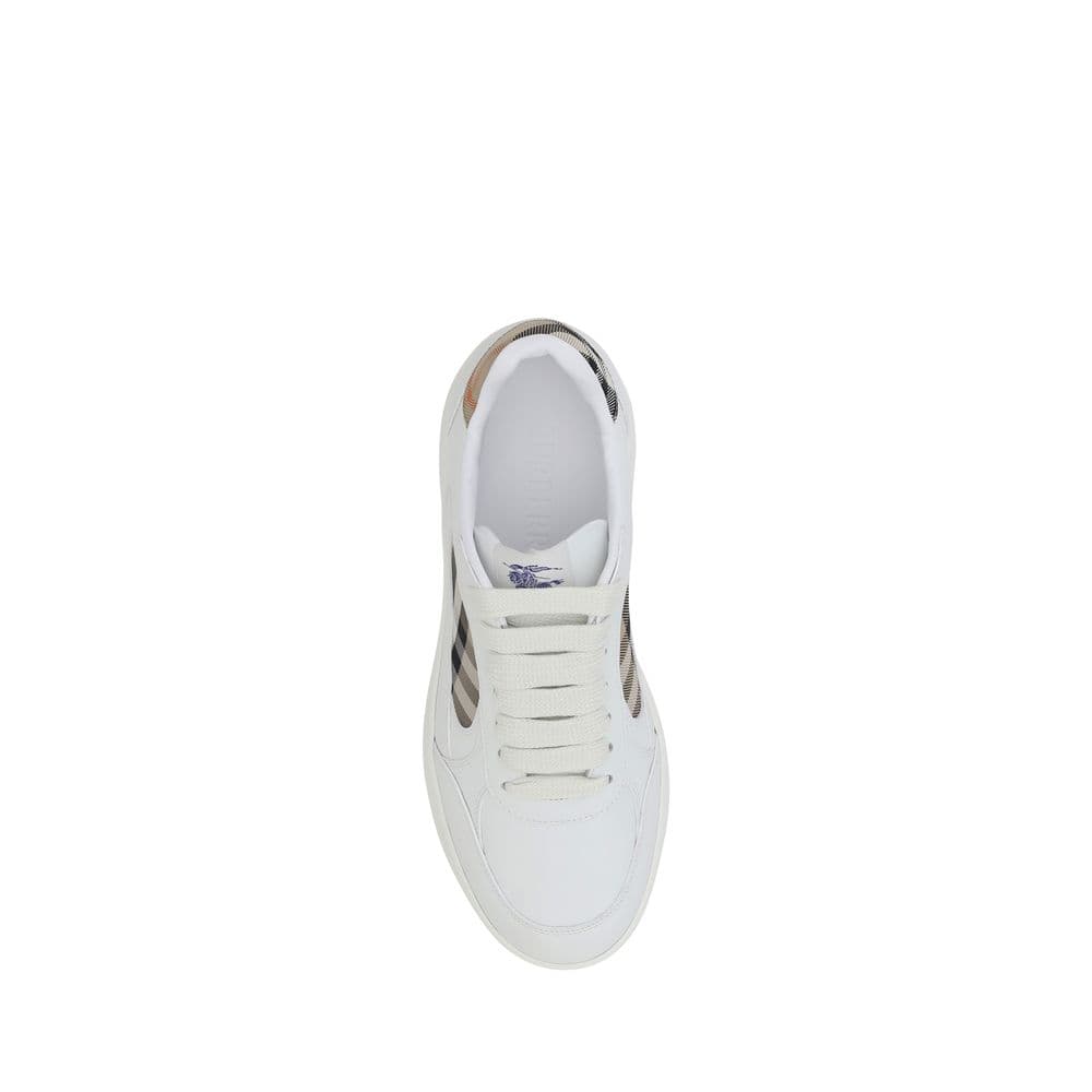 Burberry White Calf Leather Bos Taurus Low Top Sneakers - 4