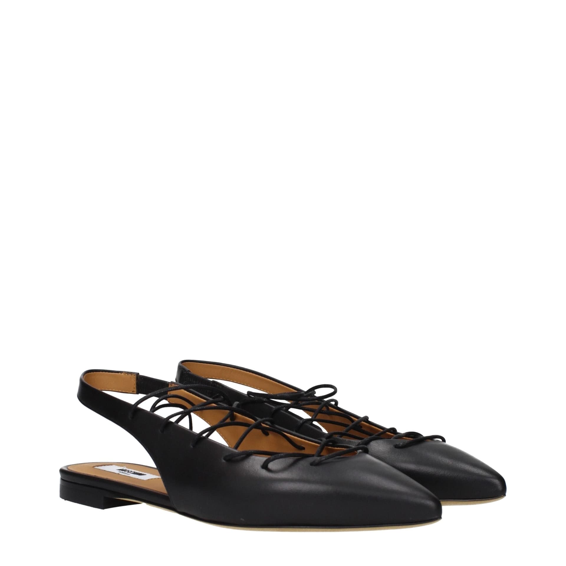 Moschino Black Leather Flats - 2