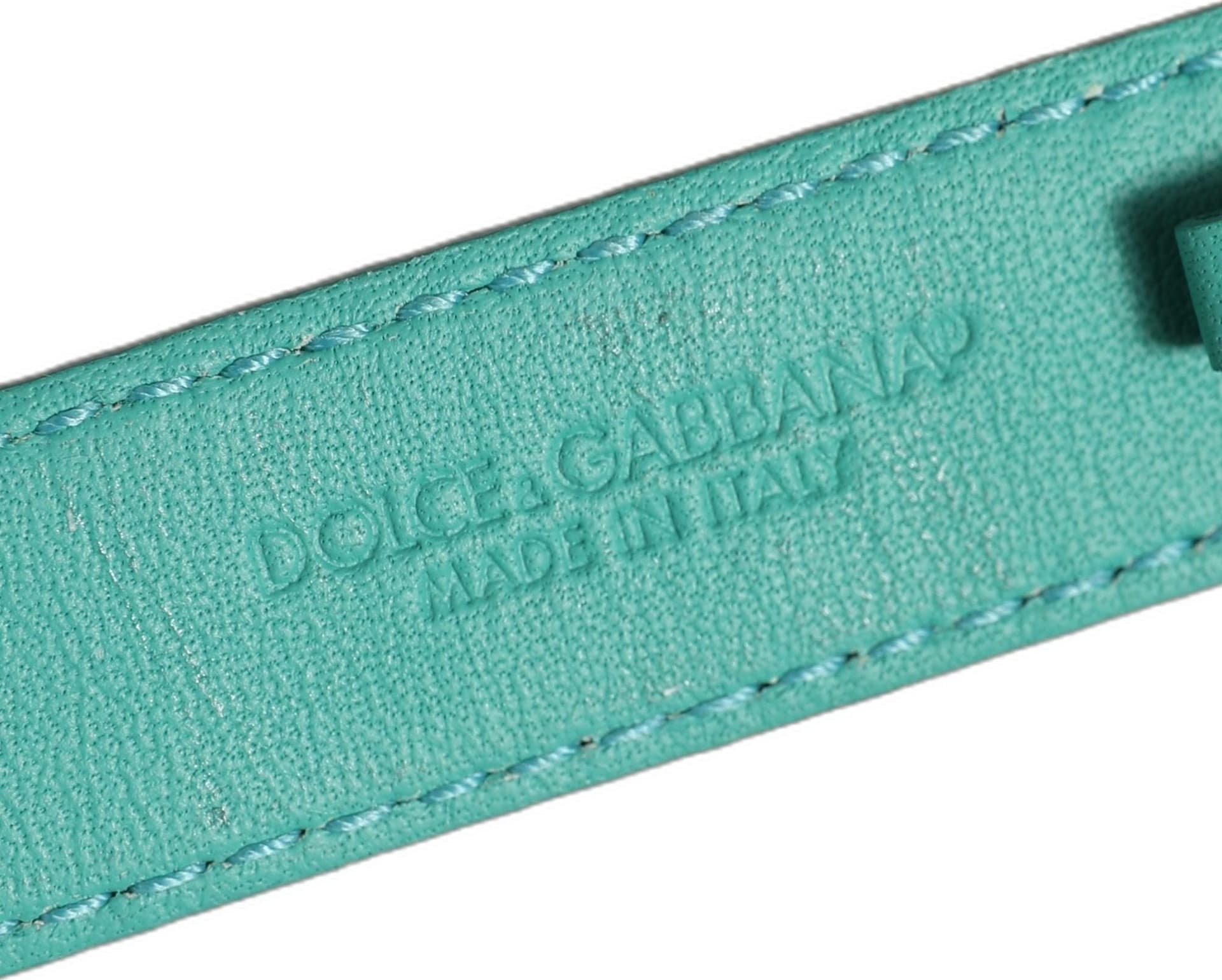Dolce & Gabbana Blue Embossed Leather Gold Buckle Belt Strap Bracelet - 3