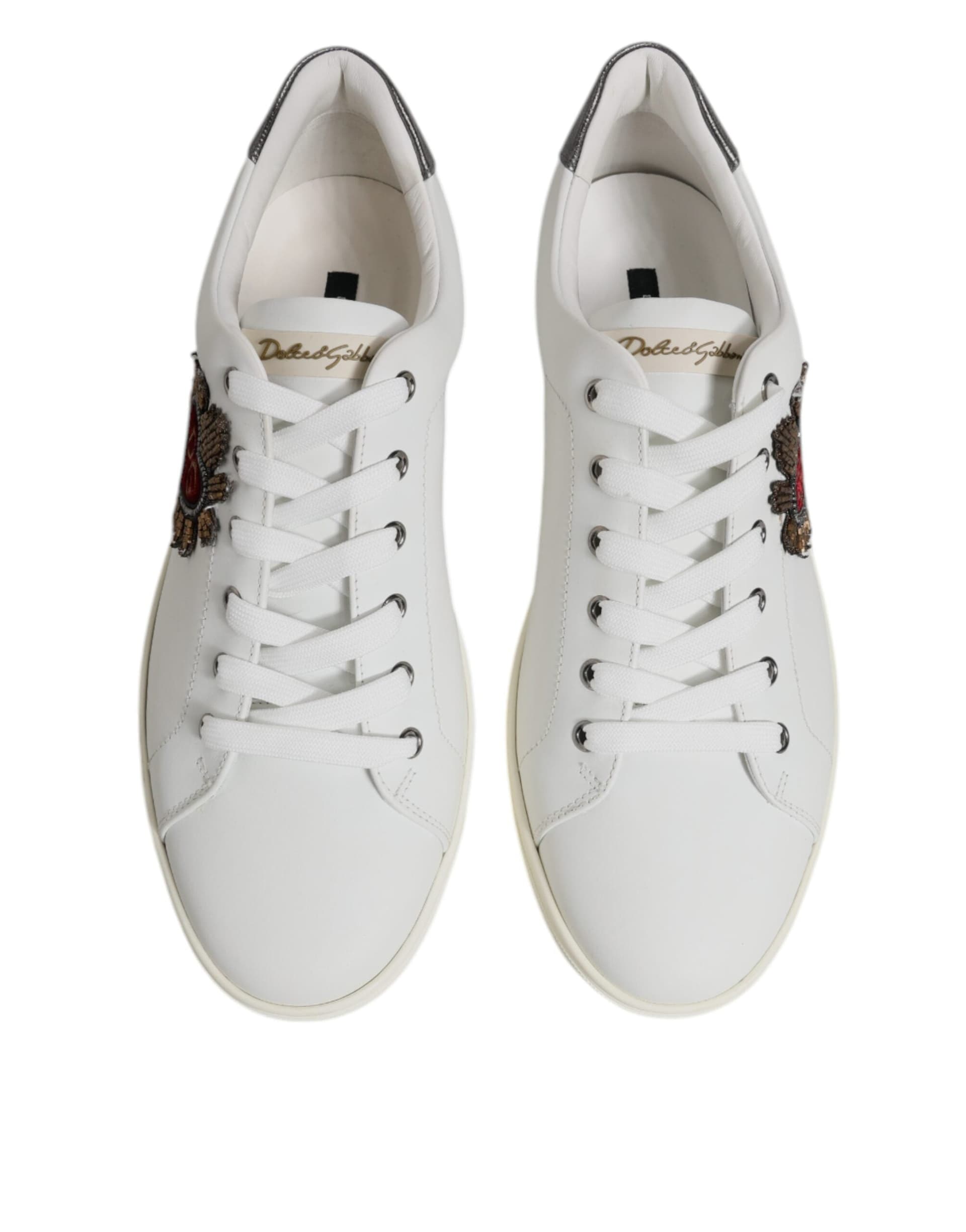 Dolce & Gabbana White Sacred Heart Men Low Top Sneakers Shoes - 2