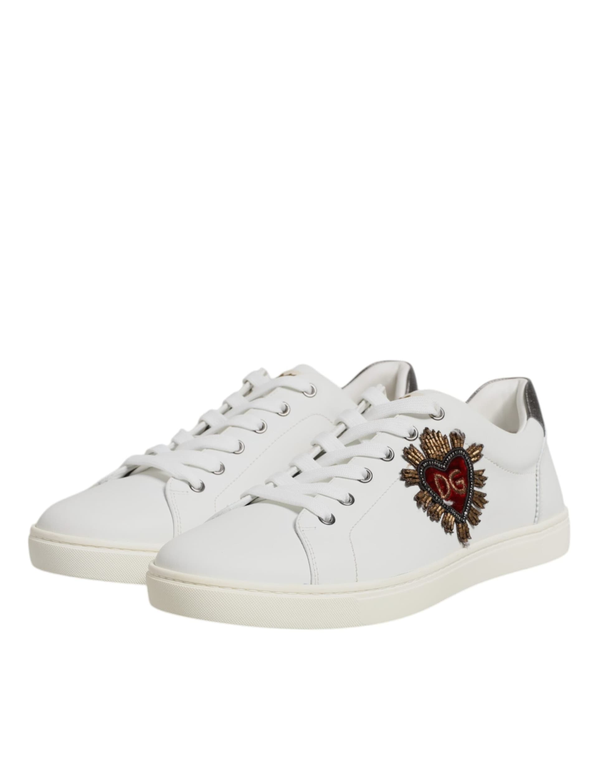 Dolce & Gabbana White Sacred Heart Men Low Top Sneakers Shoes - 3