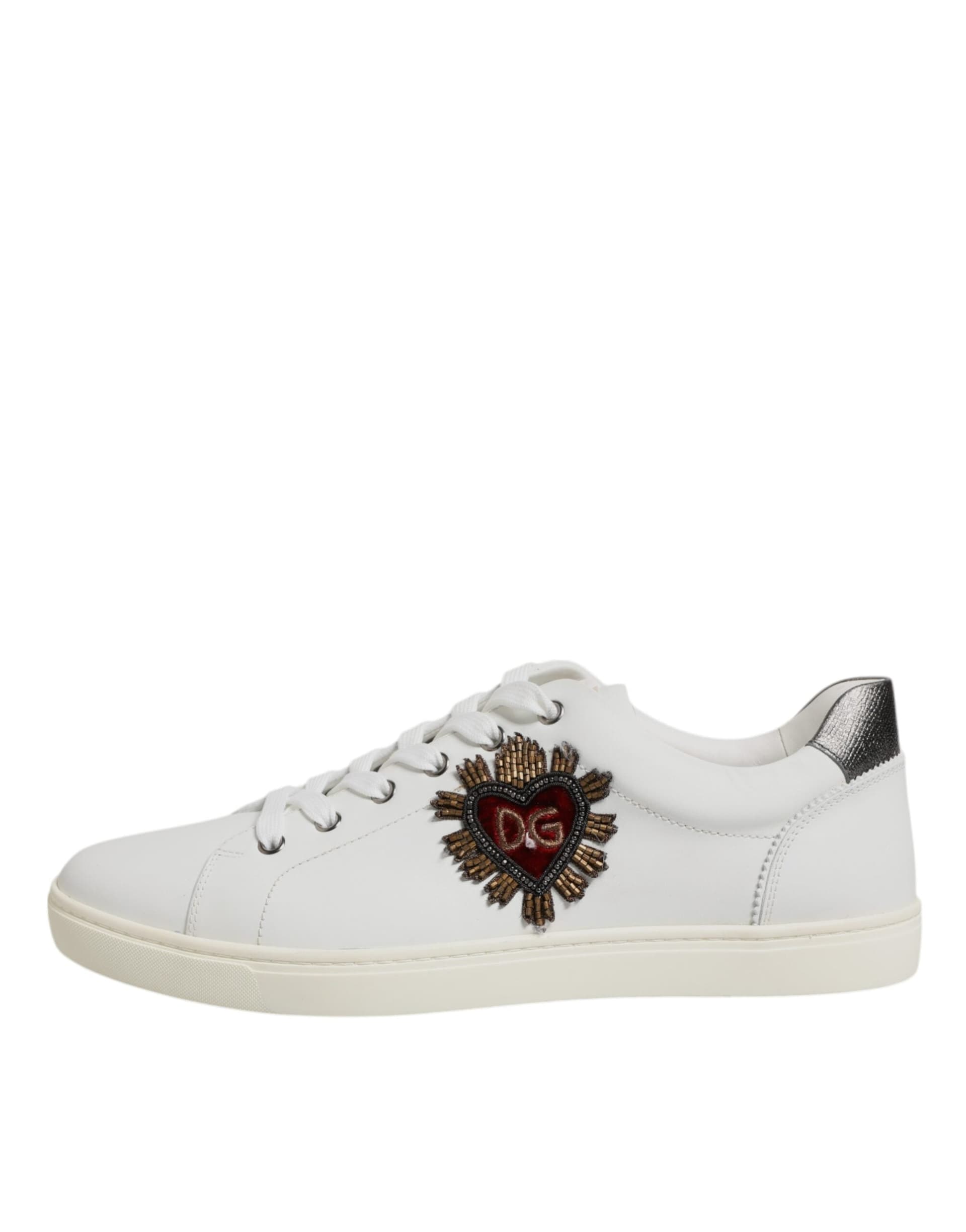 Dolce & Gabbana White Sacred Heart Men Low Top Sneakers Shoes - 5