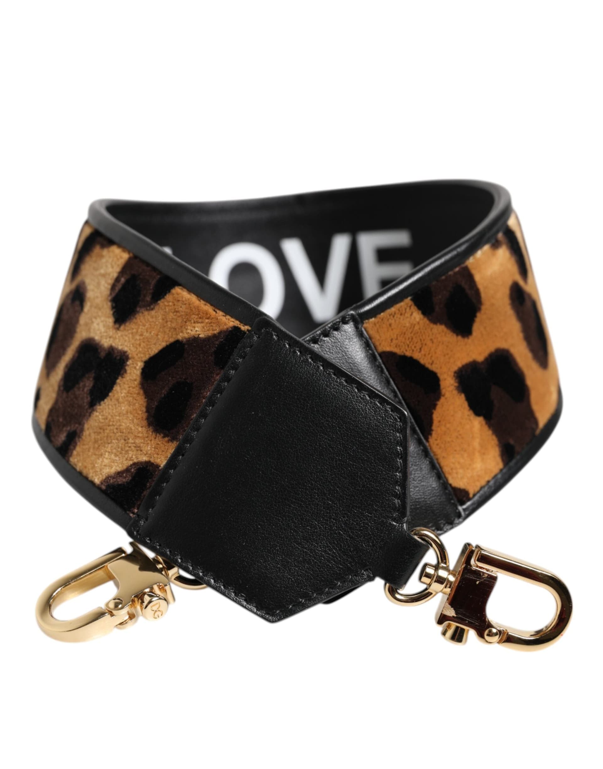 Dolce & Gabbana Black Leopard Print Reversible Bag Shoulder Strap - 2