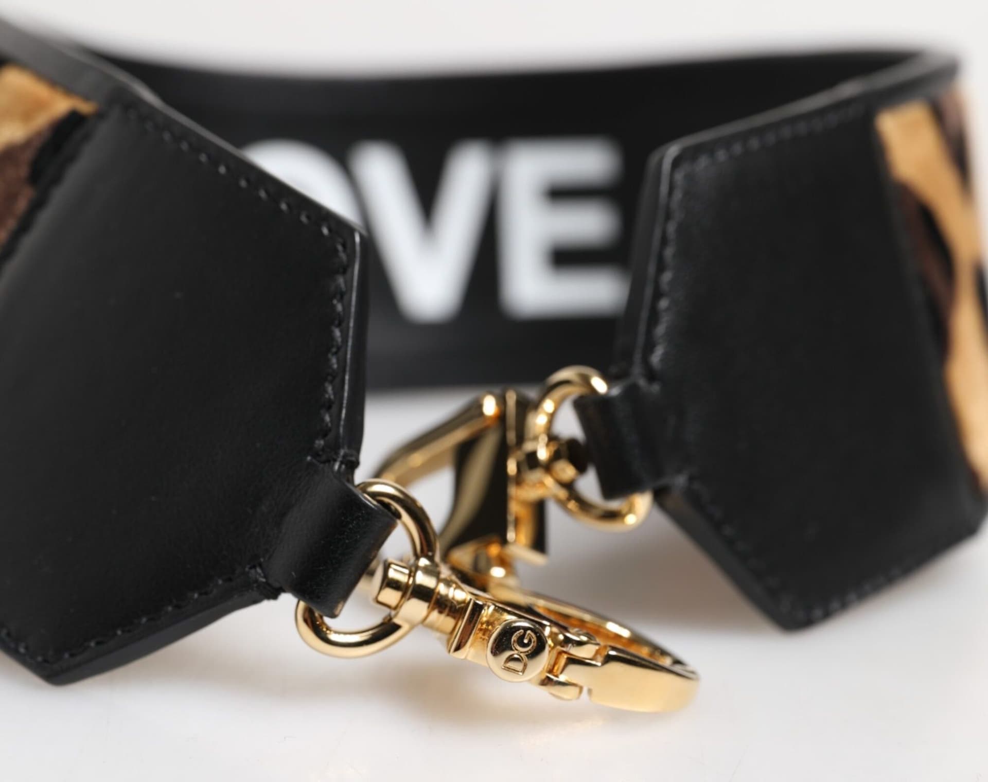 Dolce & Gabbana Black Leopard Print Reversible Bag Shoulder Strap - 4