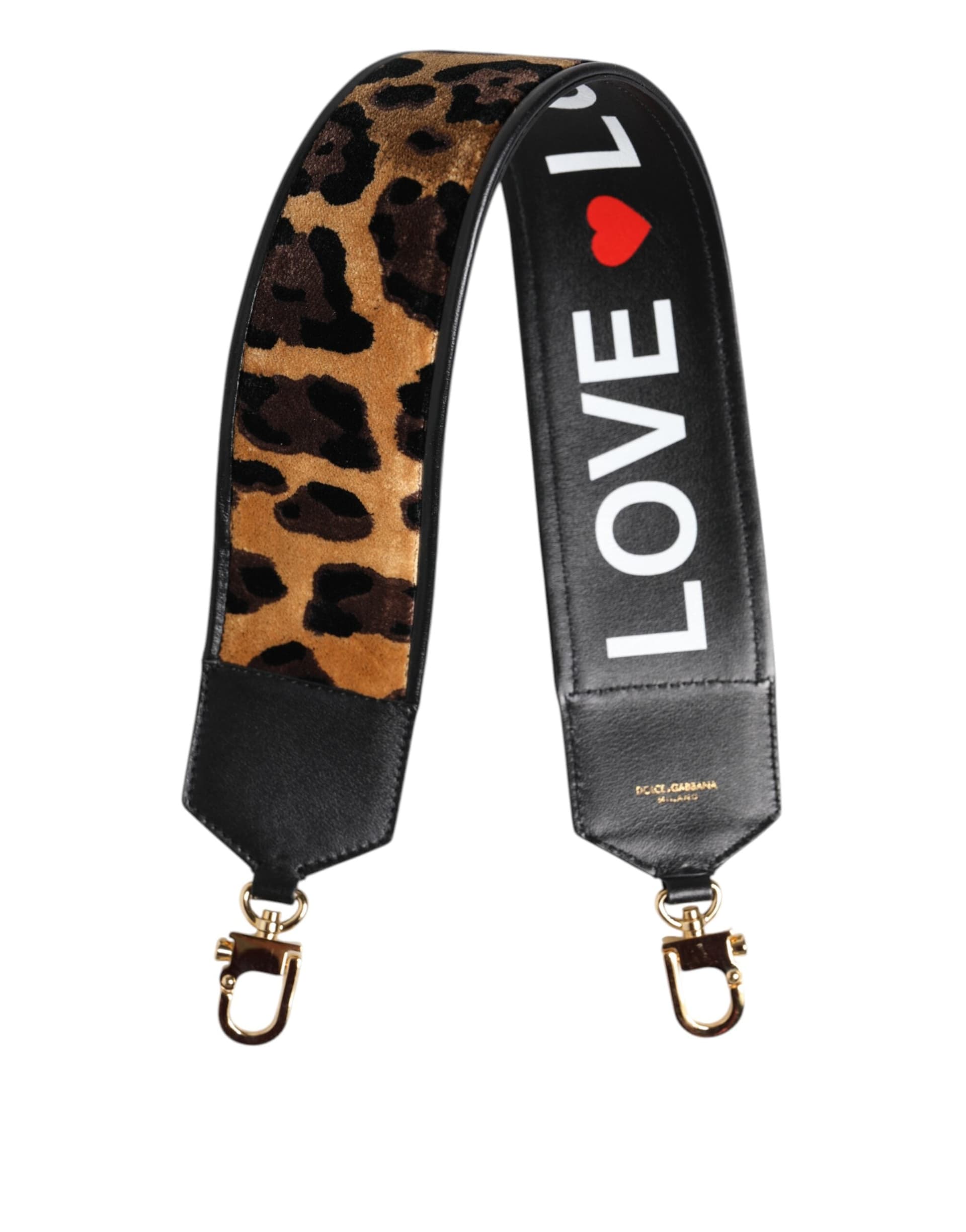 Dolce & Gabbana Black Leopard Print Reversible Bag Shoulder Strap - 6