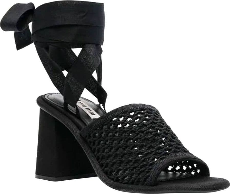Miu Miu Black Fabric Platform Sandals - 2
