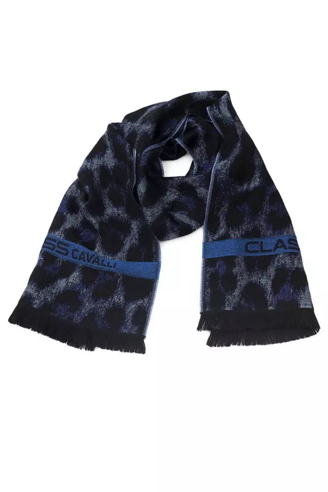 Cavalli Class Blue Wool Men Scarf - 3