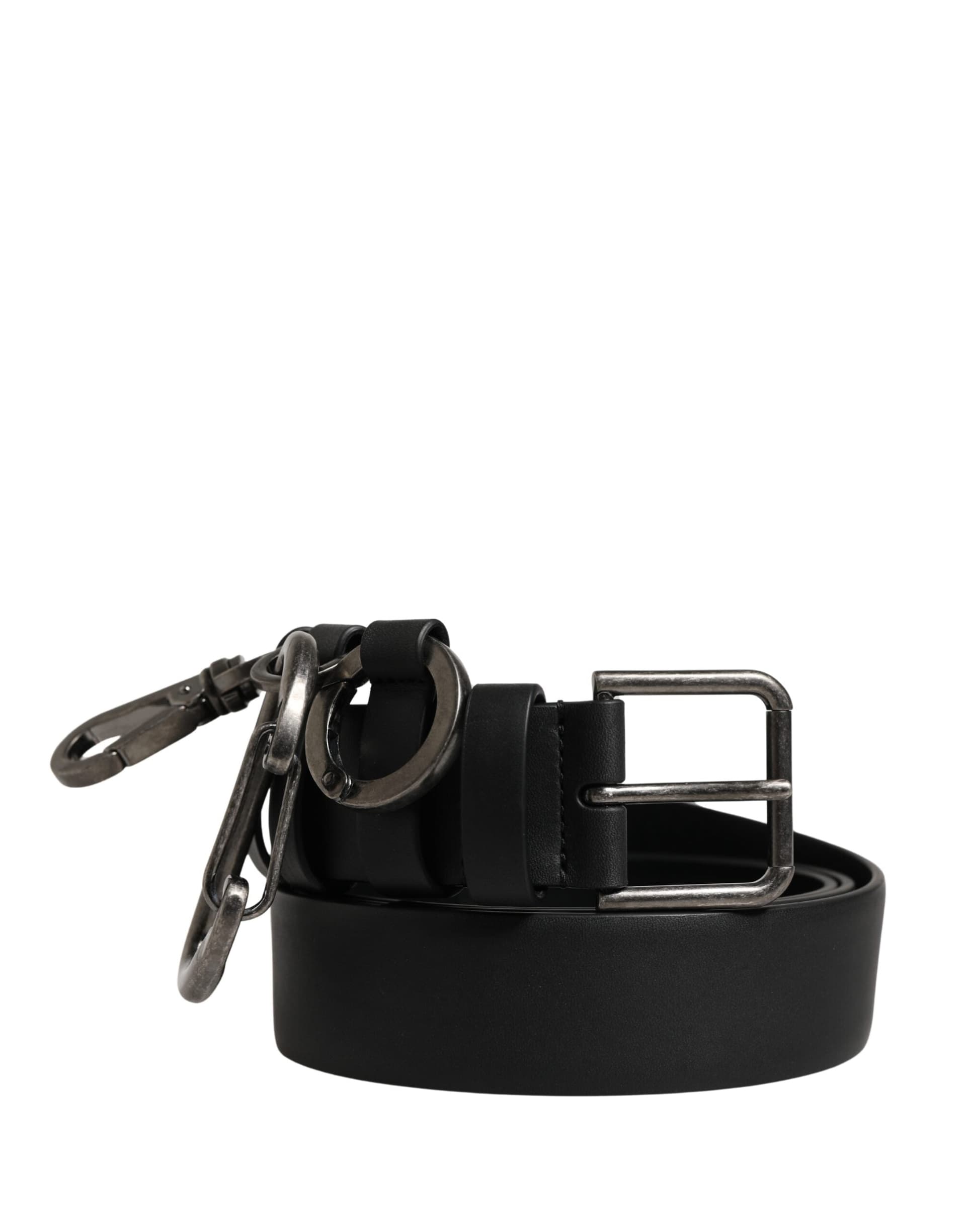 Dolce & Gabbana Black Calf Leather Silver Metal Buckle Belt - 2