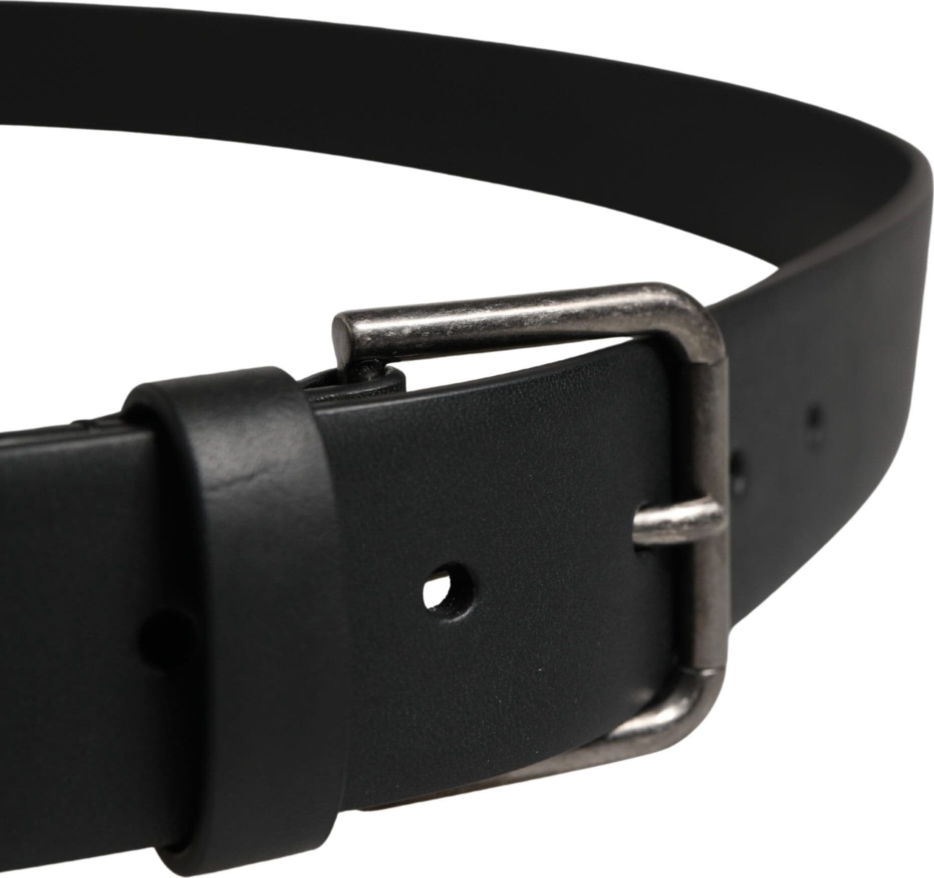 Dolce & Gabbana Black Calf Leather Silver Metal Buckle Belt - 4