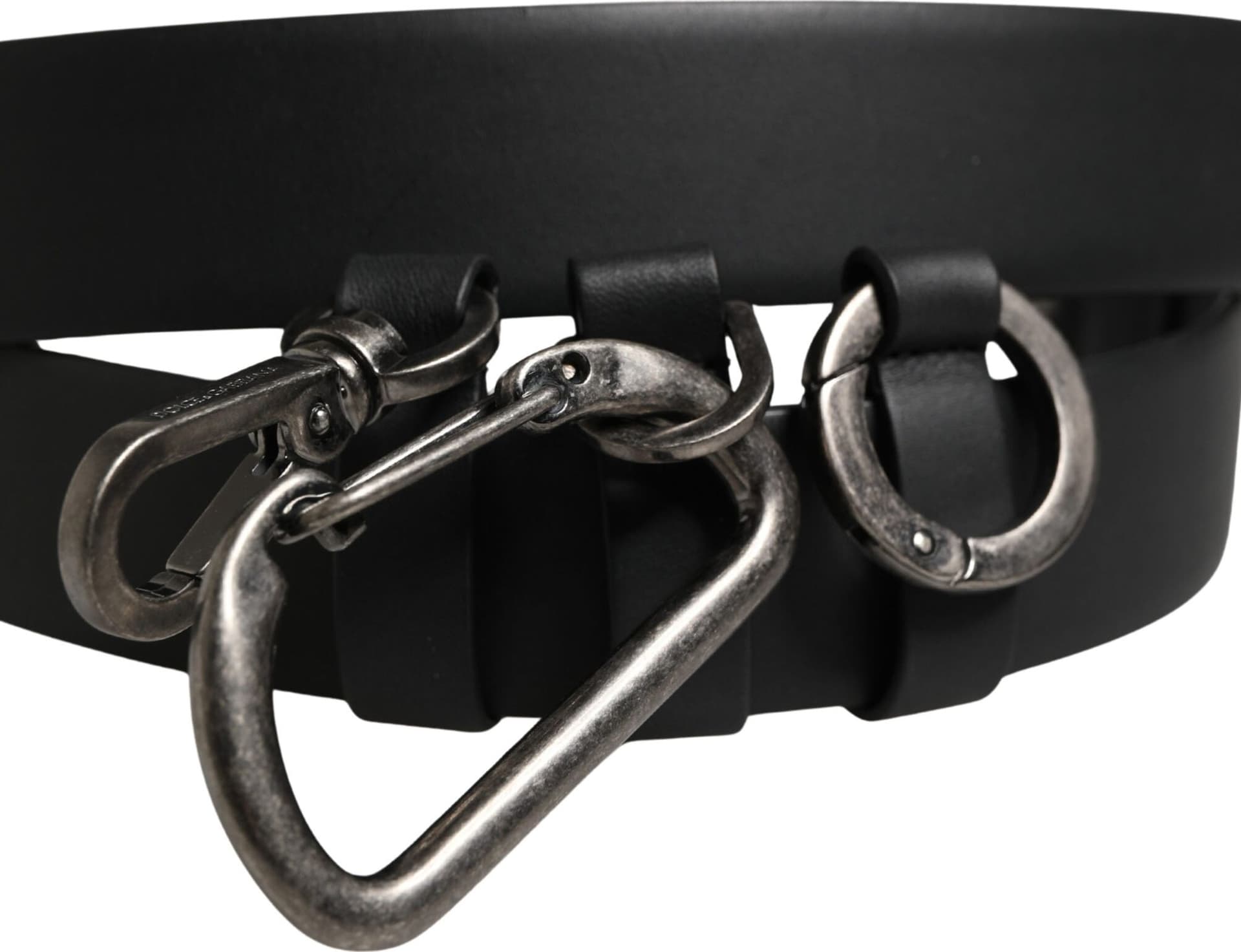 Dolce & Gabbana Black Calf Leather Silver Metal Buckle Belt - 5