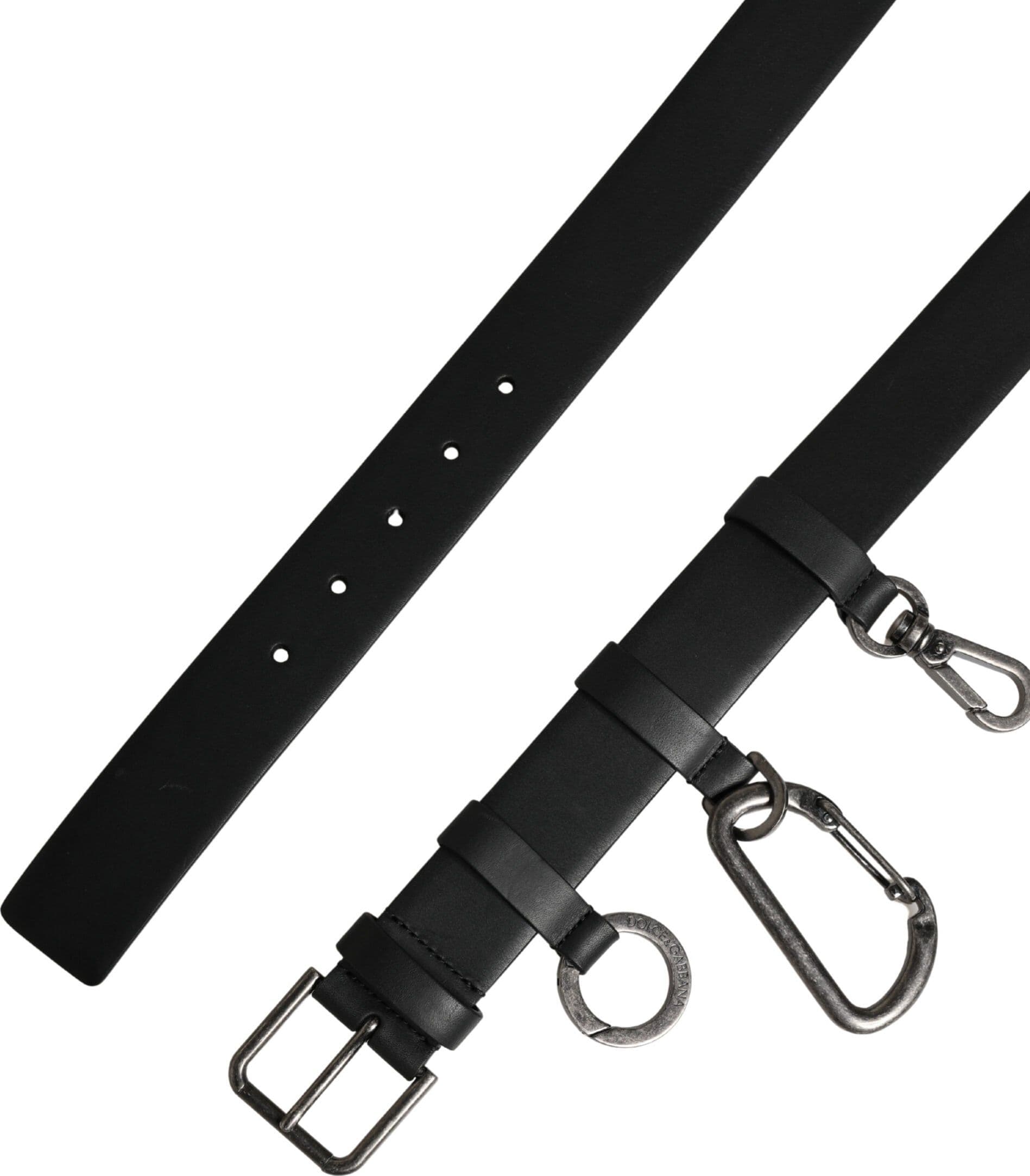 Dolce & Gabbana Black Calf Leather Silver Metal Buckle Belt - 7