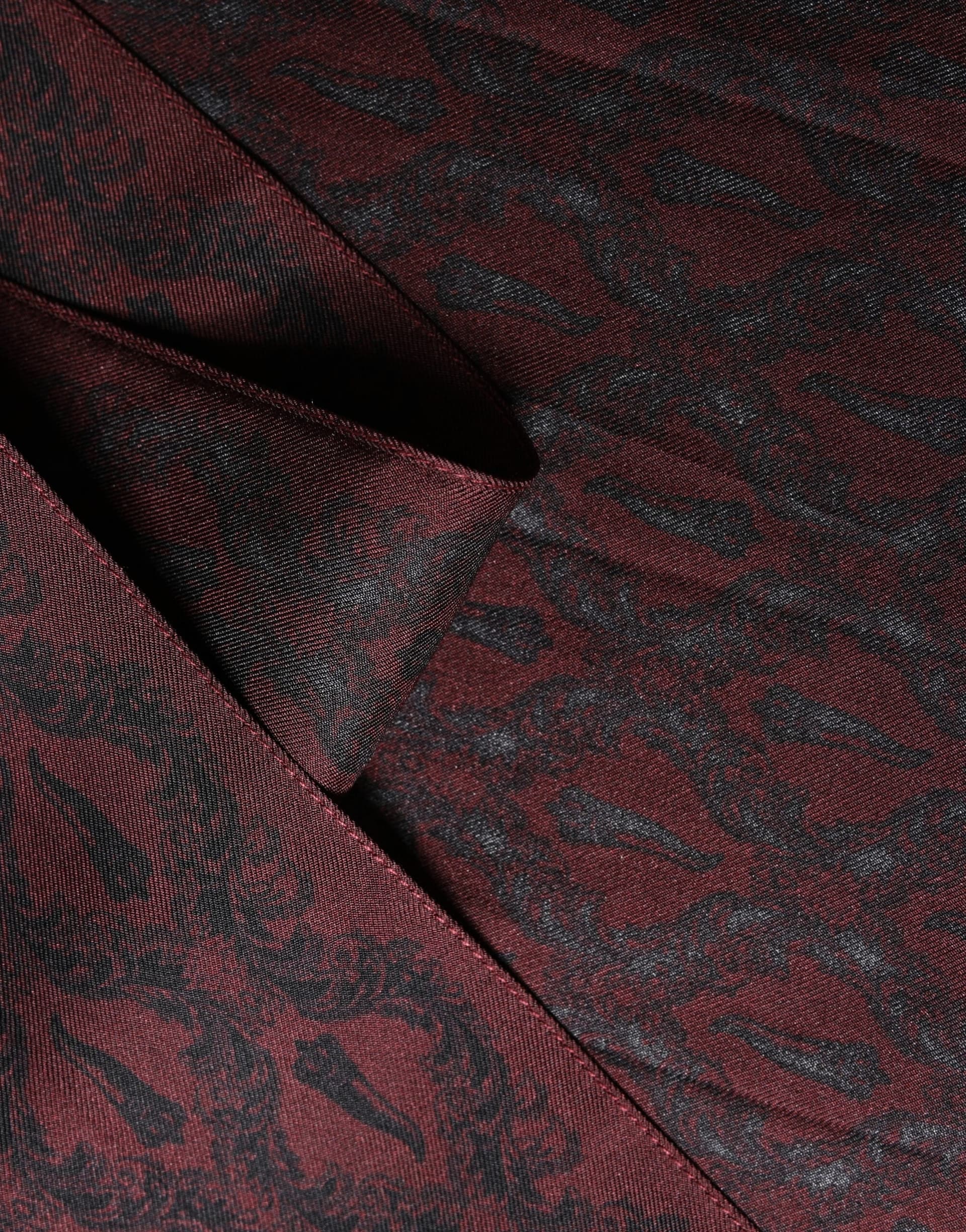 Dolce & Gabbana Burgundy Black Silk Paisley Foulard 135cm X 22cm  Scarf - 4