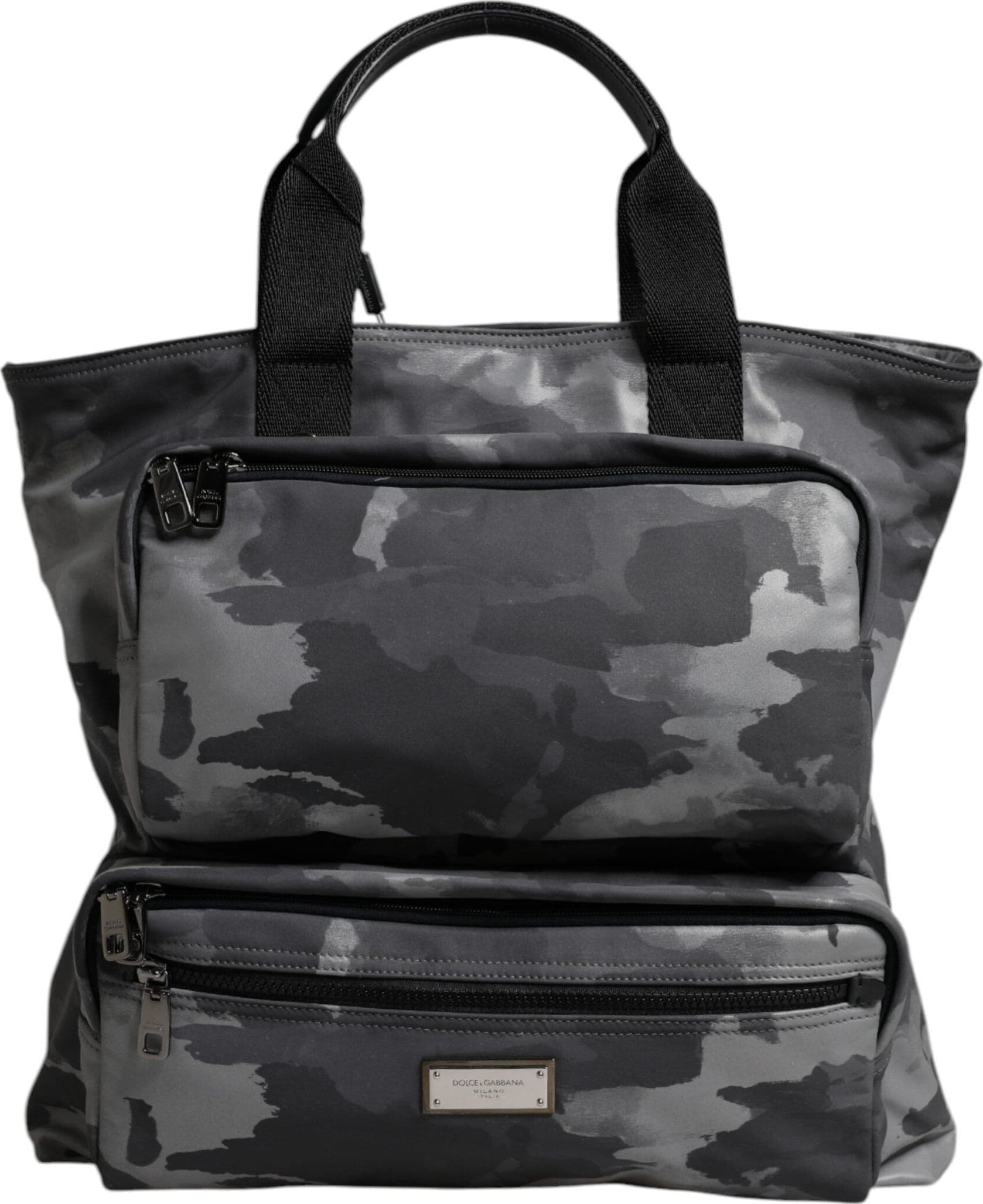 Dolce & Gabbana Gray Camo Cotton Multiple Compartments Tote Bag - 2