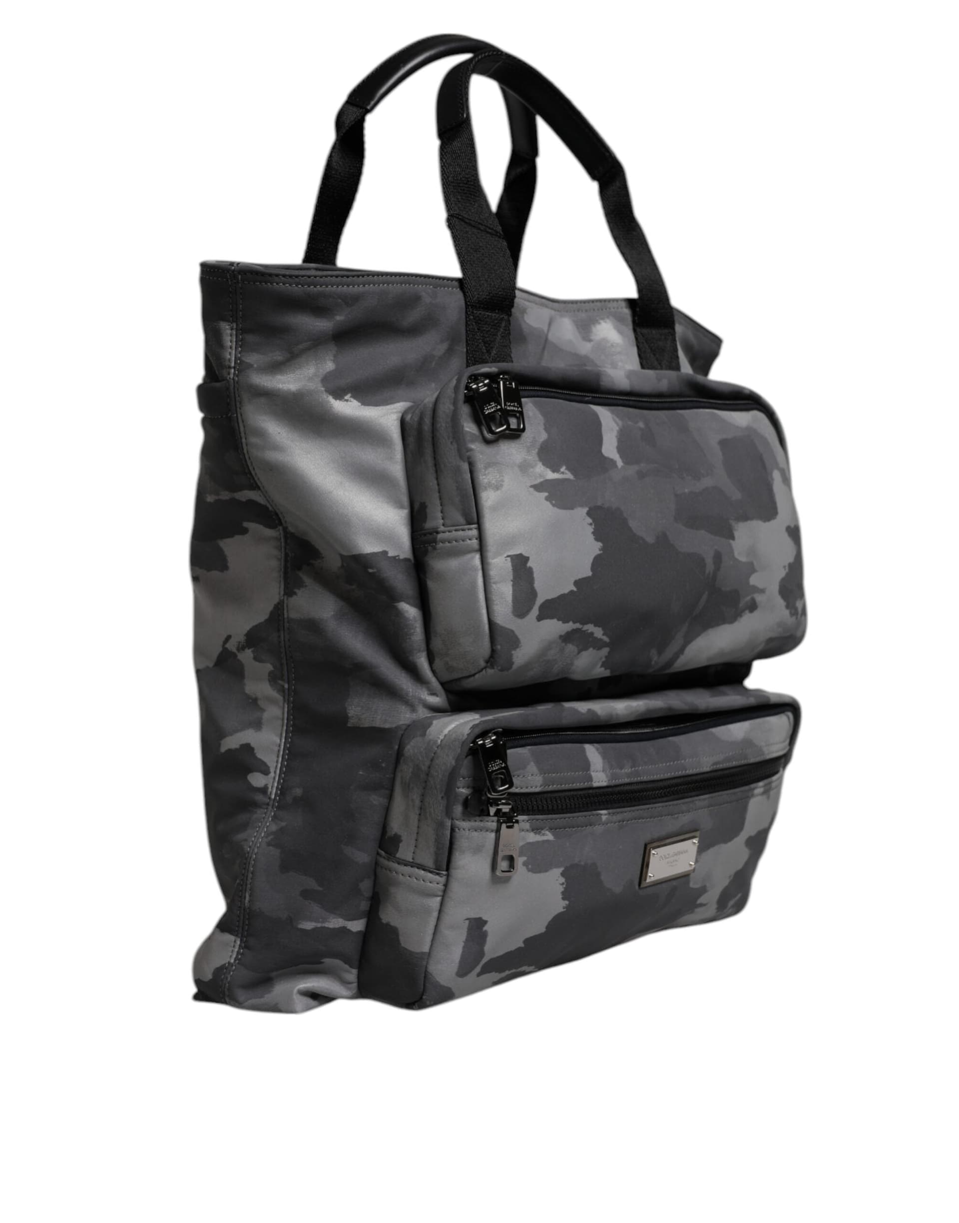 Dolce & Gabbana Gray Camo Cotton Multiple Compartments Tote Bag - 4