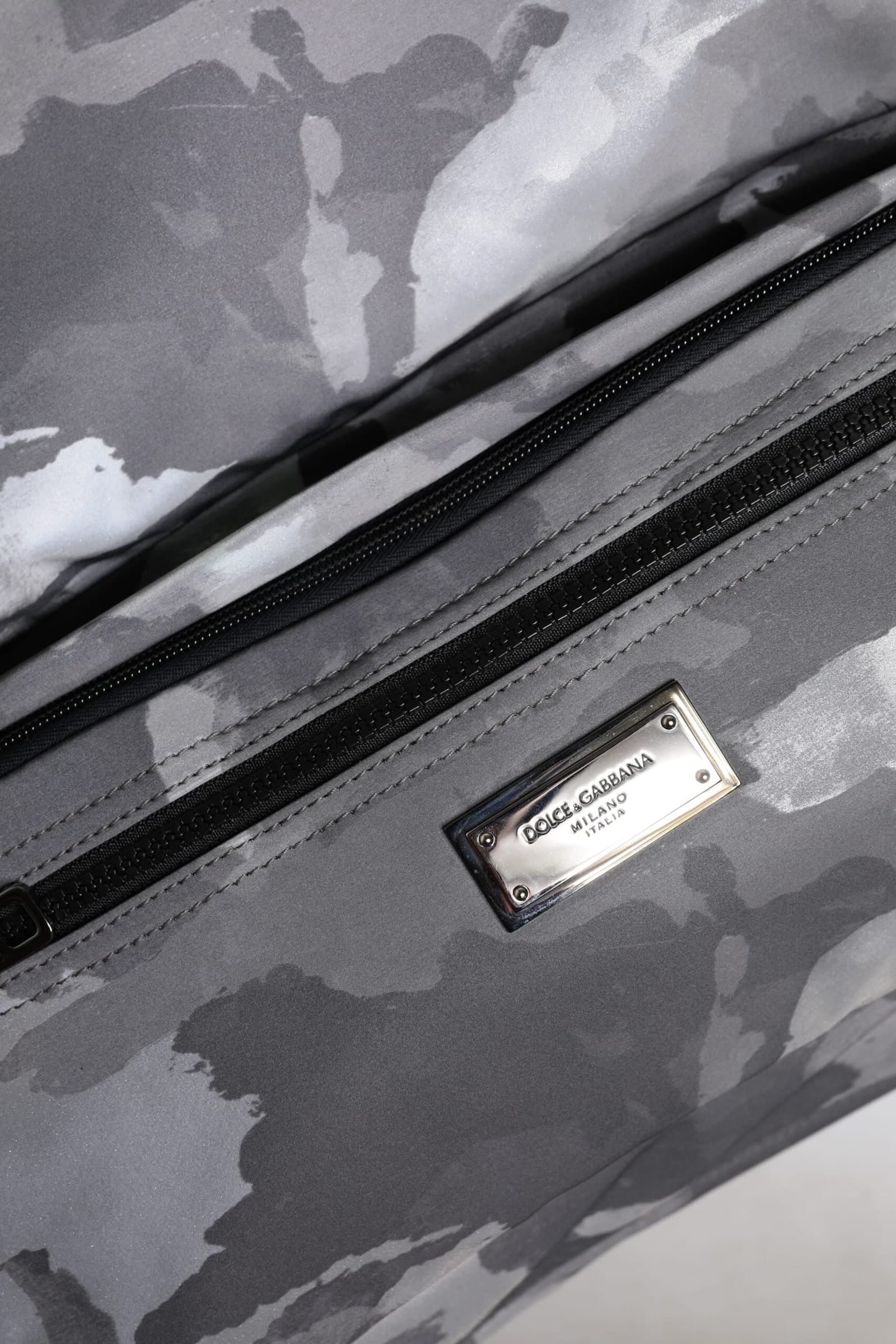 Dolce & Gabbana Gray Camo Cotton Multiple Compartments Tote Bag - 7